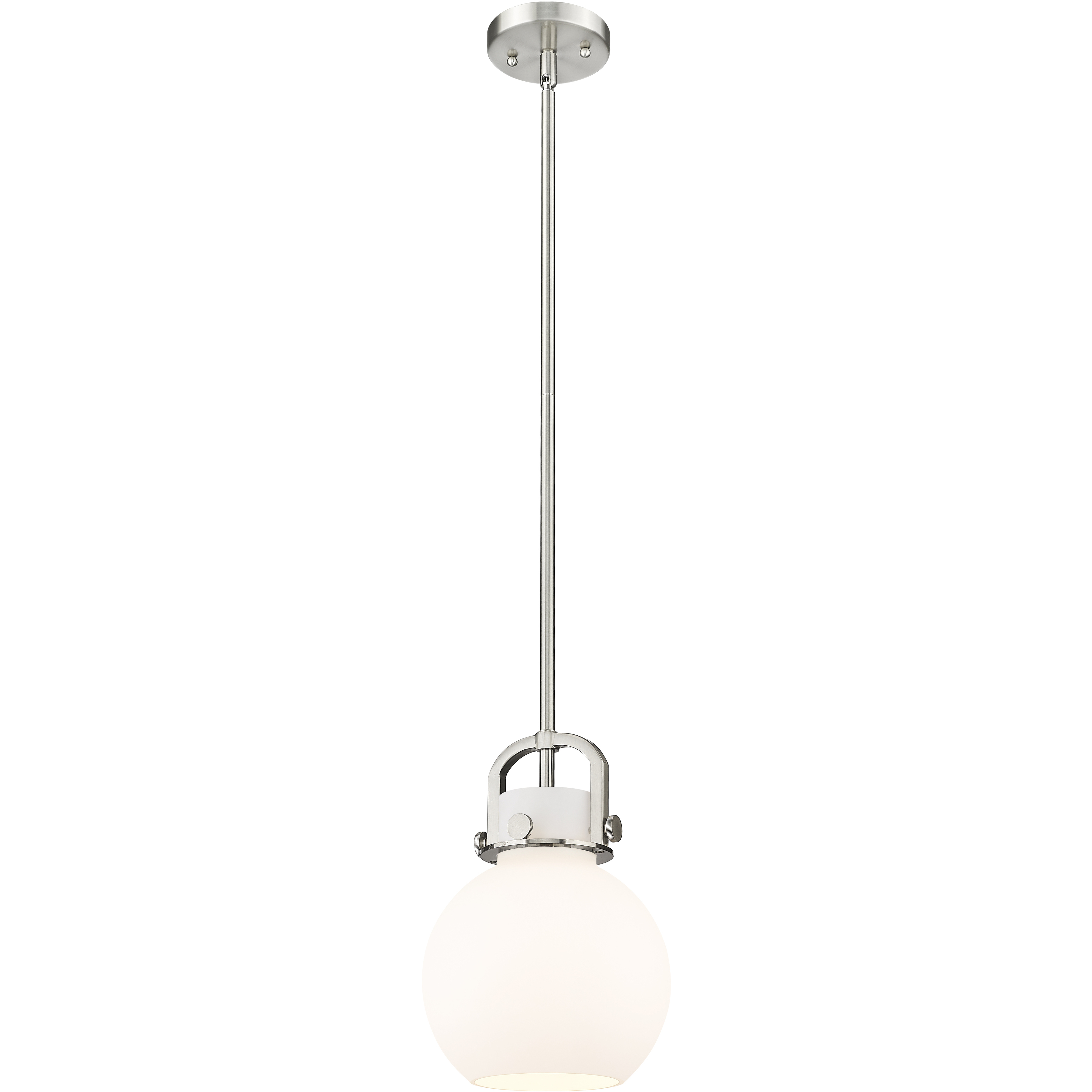 Newton Sphere 1 Light 8 inch Satin Nickel Mini Pendant Ceiling Light in Matte White Glass