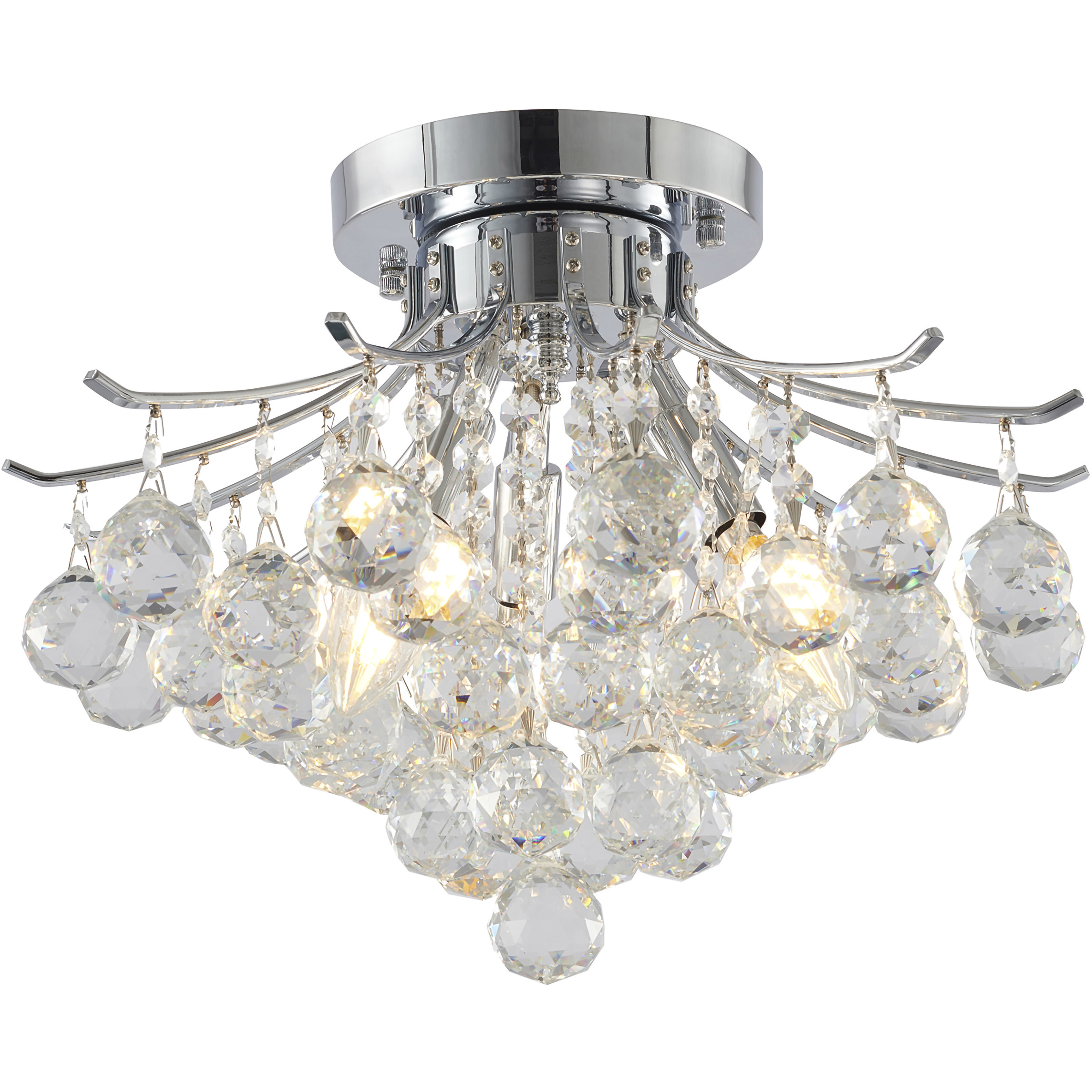 Canada 3 Light 16 inch Chrome Semi Flush Mount Ceiling Light