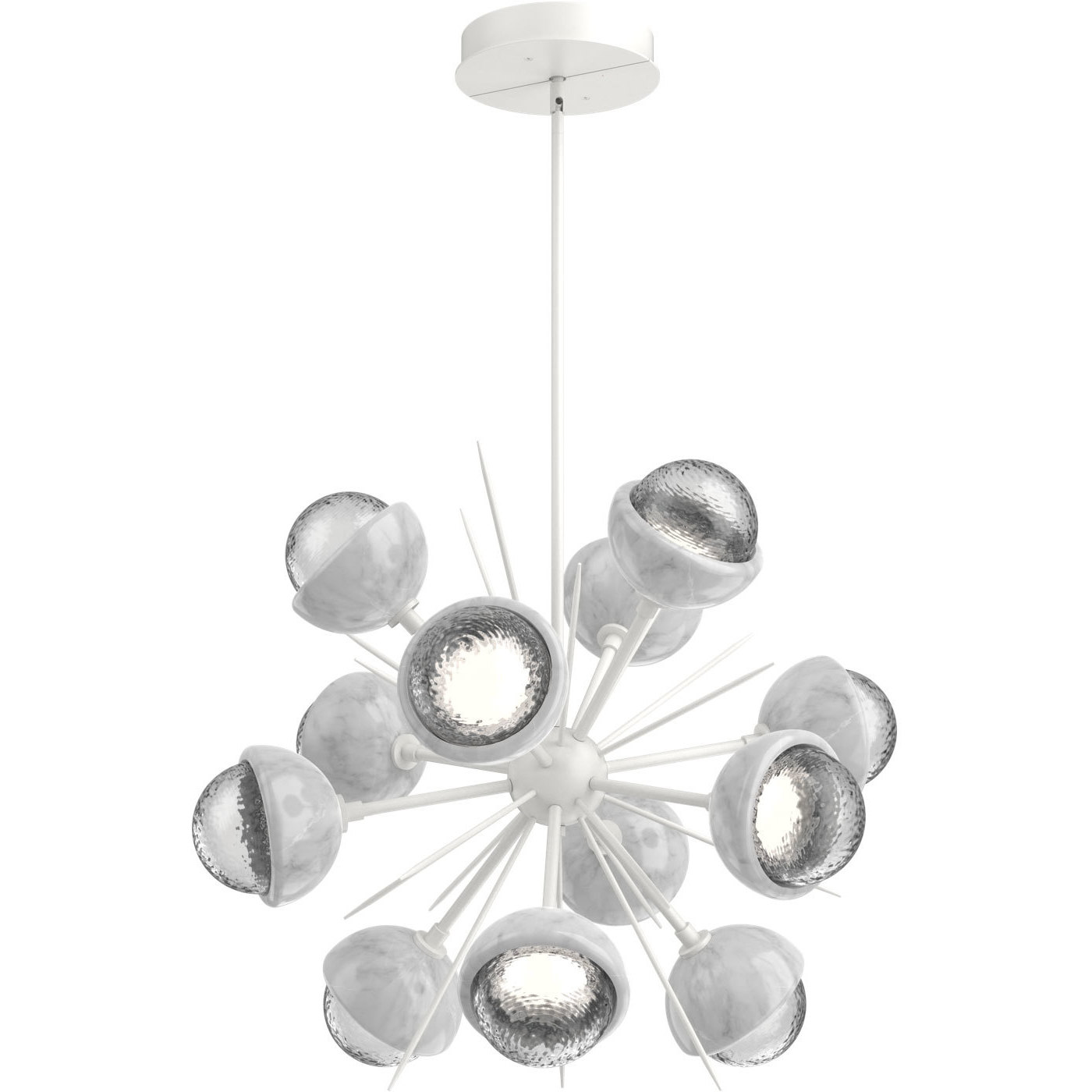 Cabochon LED 29 inch Salt White with White Marble Chandelier Ceiling Light in 3000K LED, Clear, Startburst