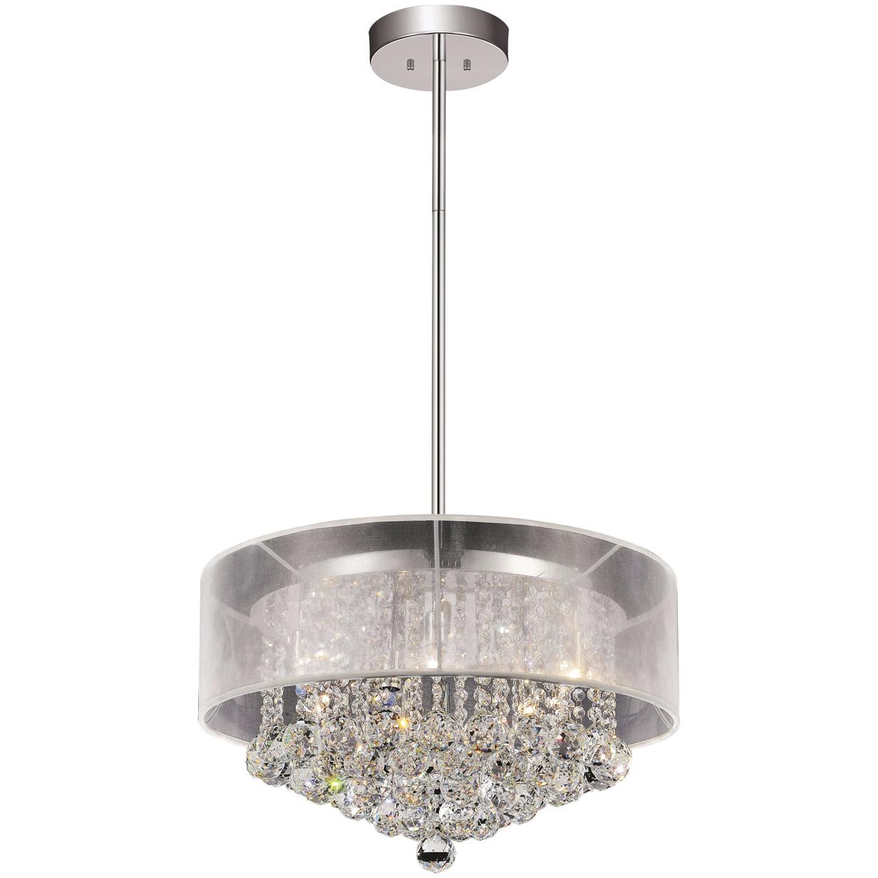 Radiant 9 Light 20 inch Chrome Drum Shade Chandelier Ceiling Light in White