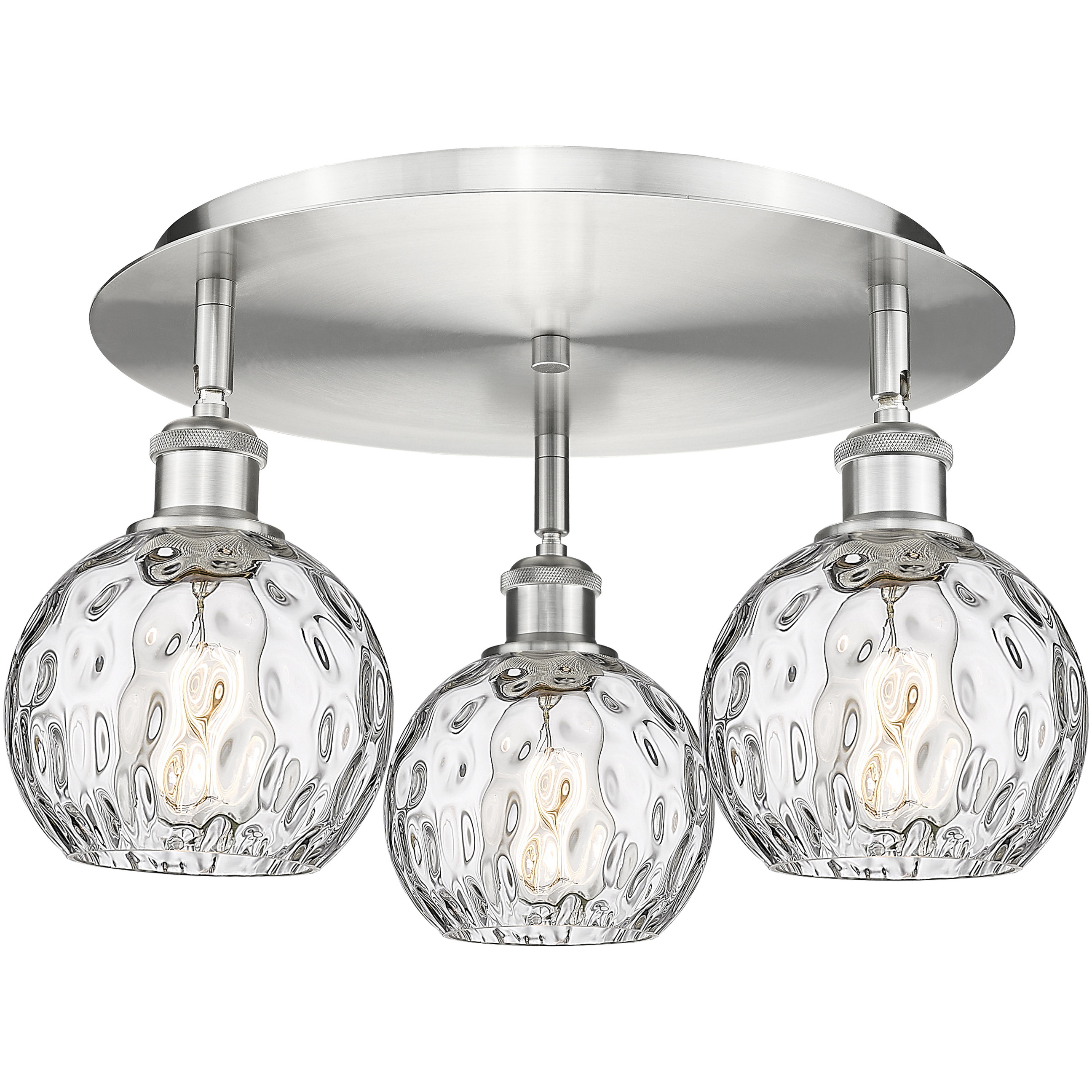 Athens Water Glass 3 Light 17.63 inch Satin Nickel Flush Mount Ceiling Light