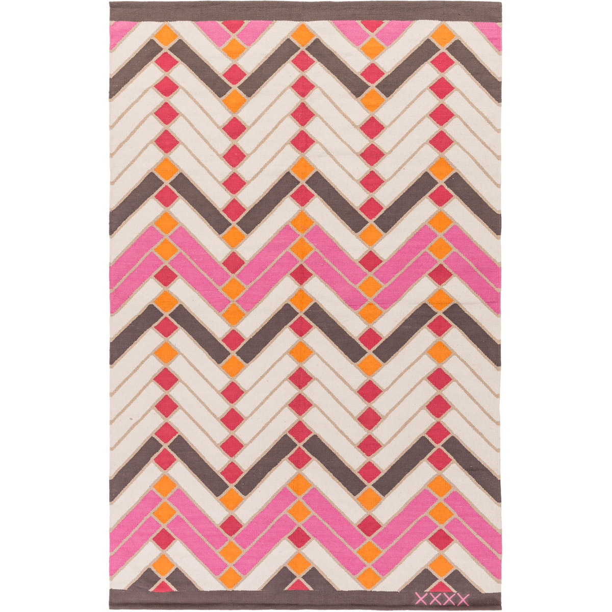 Savannah 36 X 24 inch Pink and Red Area Rug, Cotton