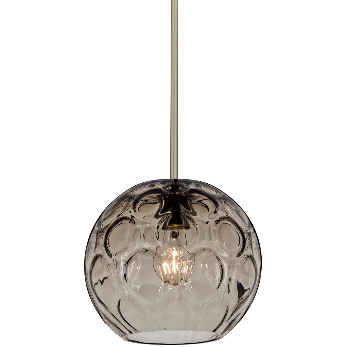 Bombay 1 Light Satin Nickel Stem Pendant Ceiling Light in Smoke Glass