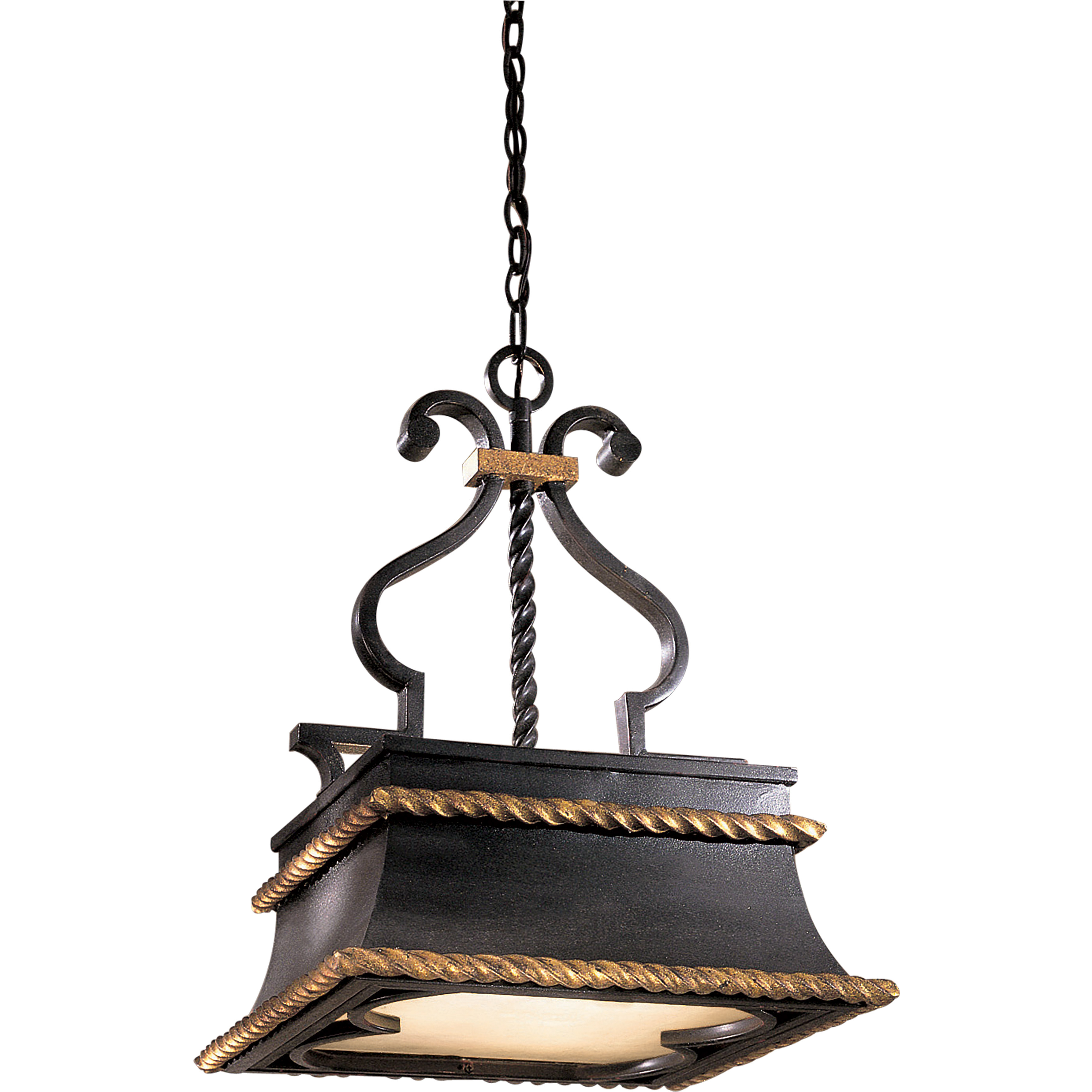 Montparnasse 3 Light 17 inch French Coal with Gold Leaf Pendant Ceiling Light