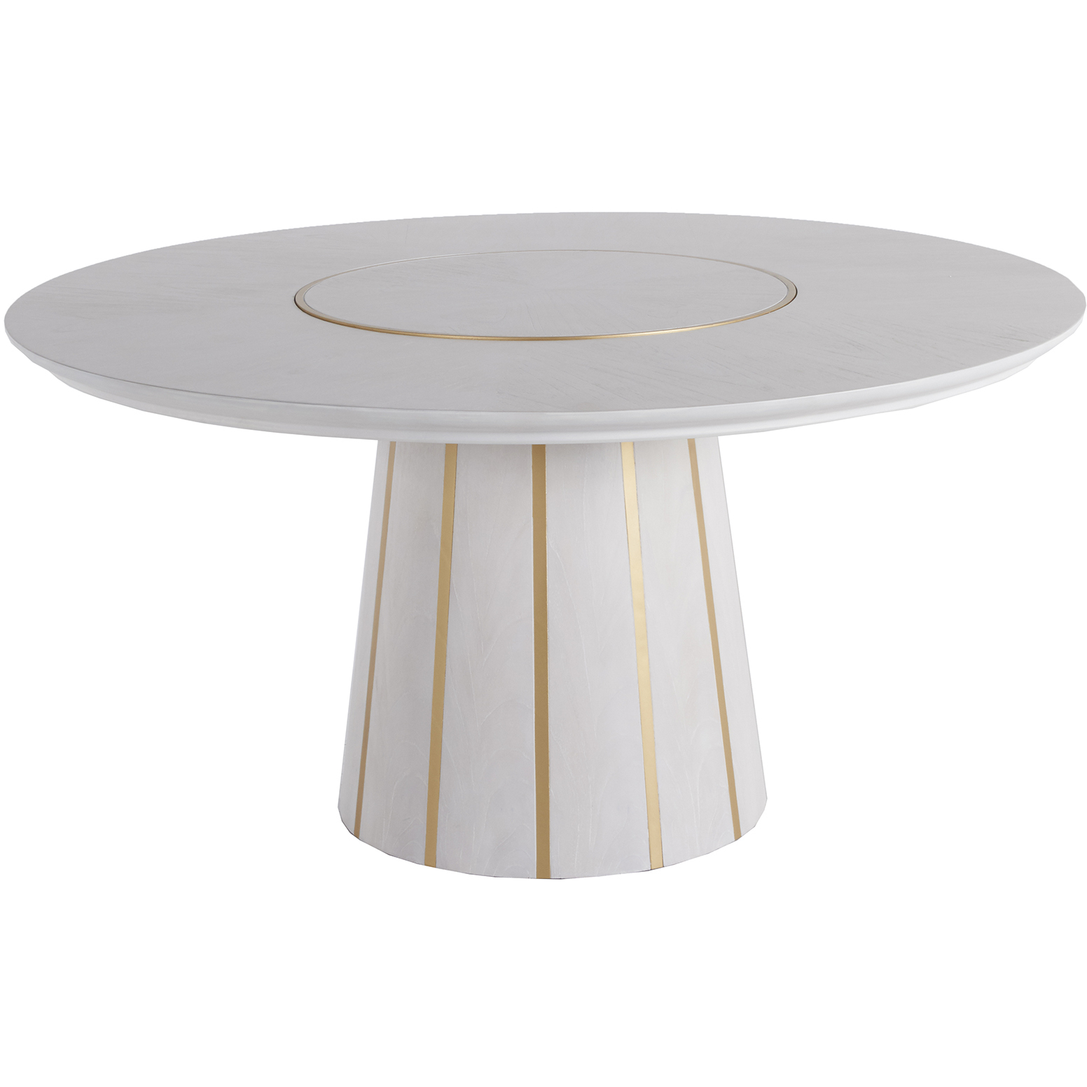 Morgan 60 X 60 inch Cerused White and Burnished Gold Dining Table