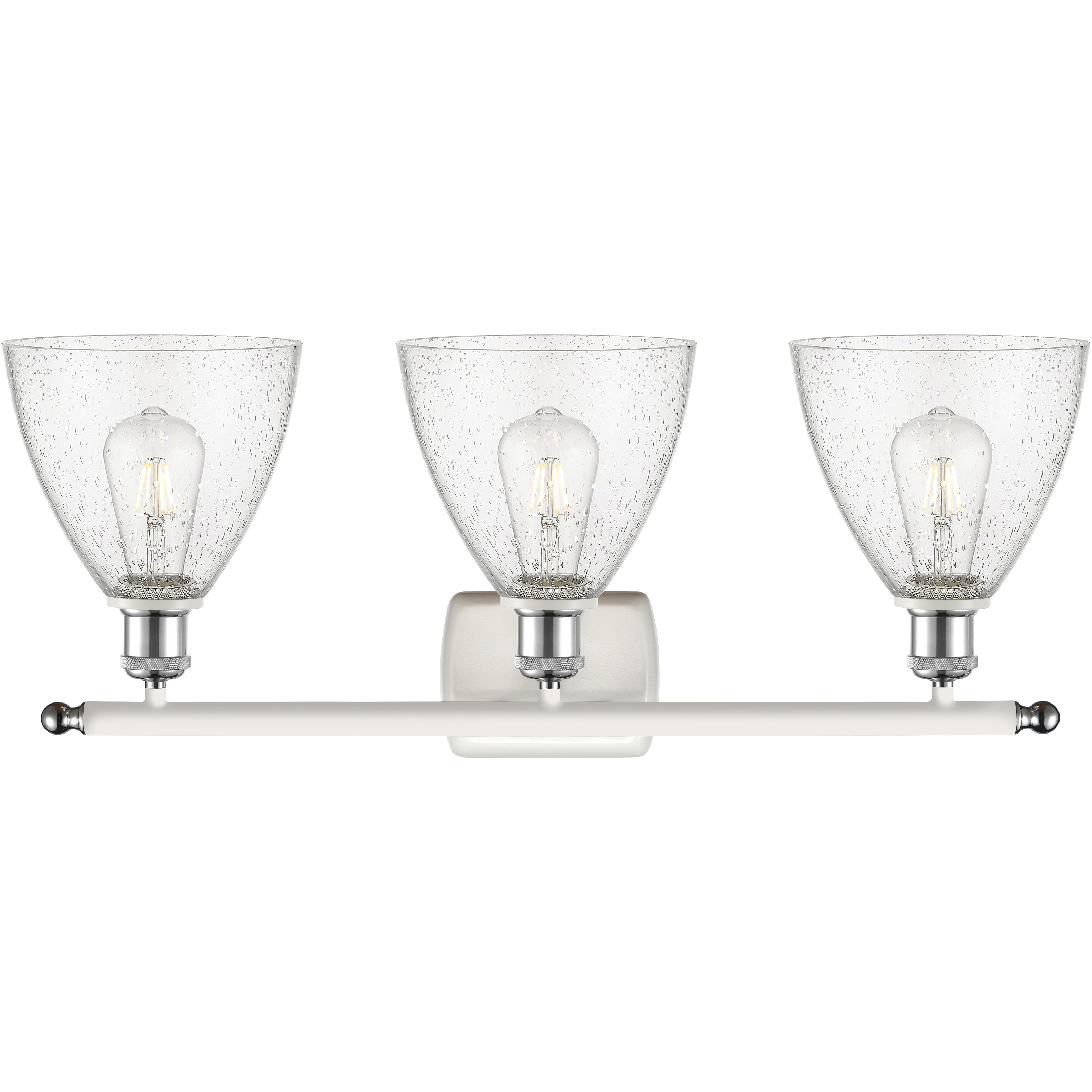 Ballston Ballston Dome 3 Light 28 inch White and Polished Chrome Bath Vanity Light Wall Light in Seedy Glass