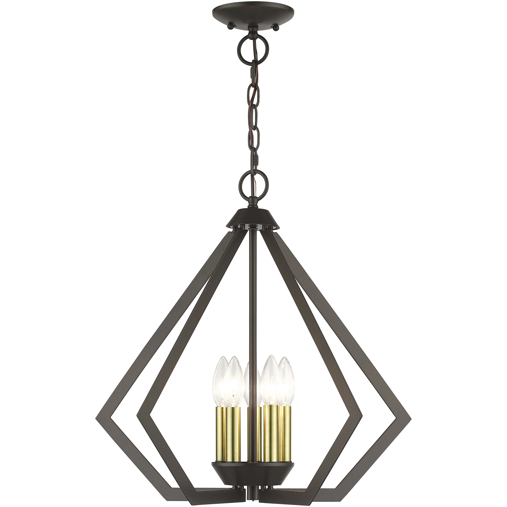 Prism 5 Light 20 inch English Bronze with Antique Brass Finish Accents Chandelier Ceiling Light