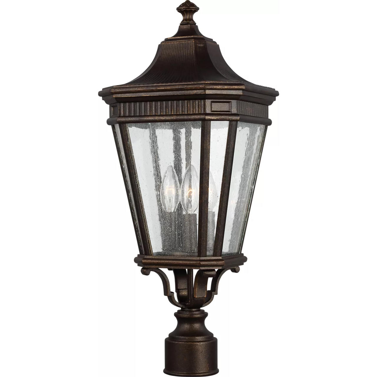 Cotswold Lane 3 Light 22.5 inch Grecian Bronze Outdoor Post Lantern, Small