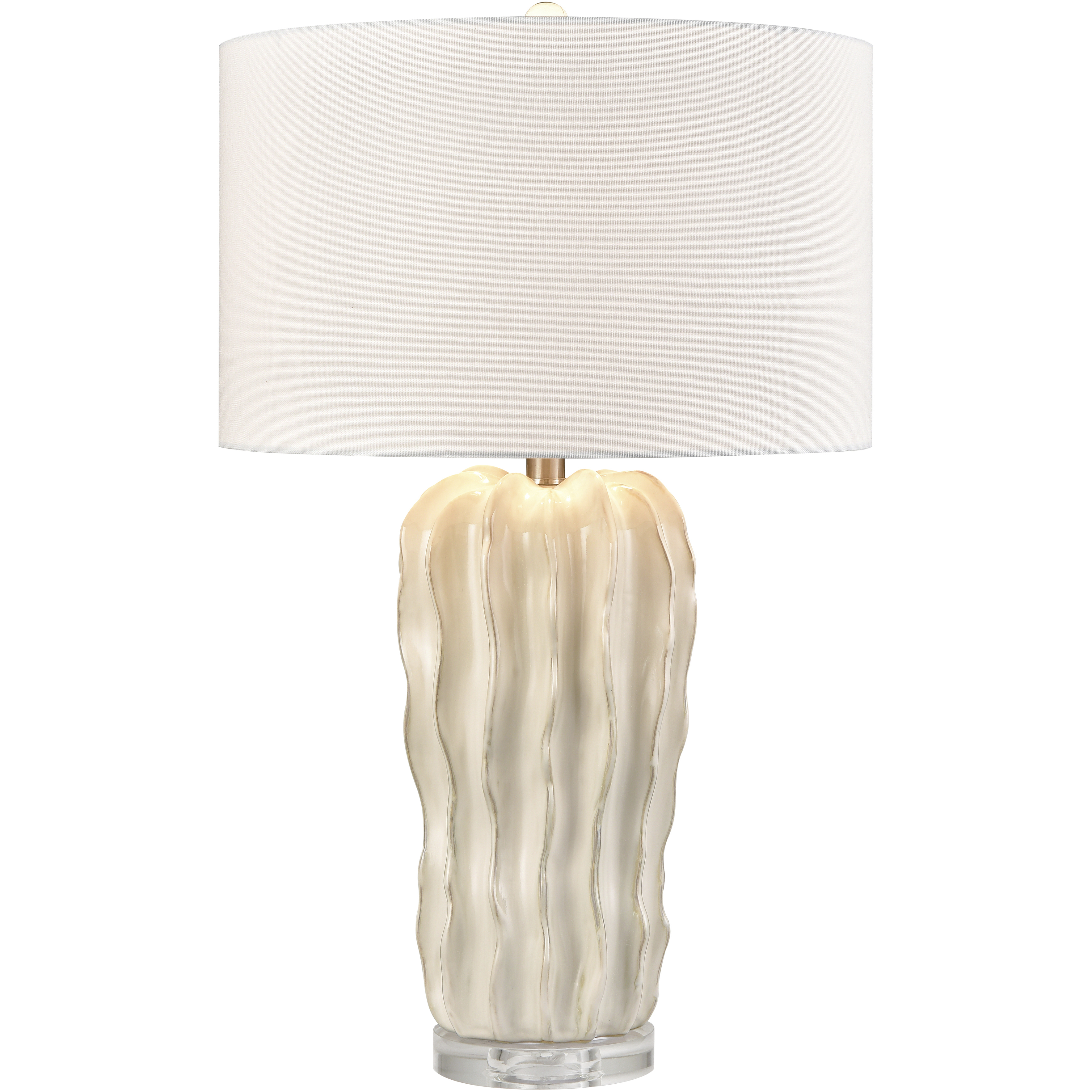 Genesee 27.5 inch 150 watt White Glazed with Clear Table Lamp Portable Light