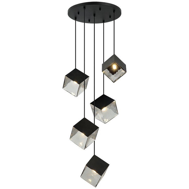 Cube 5 Light 20.5 inch Matte Black Pendant Ceiling Light