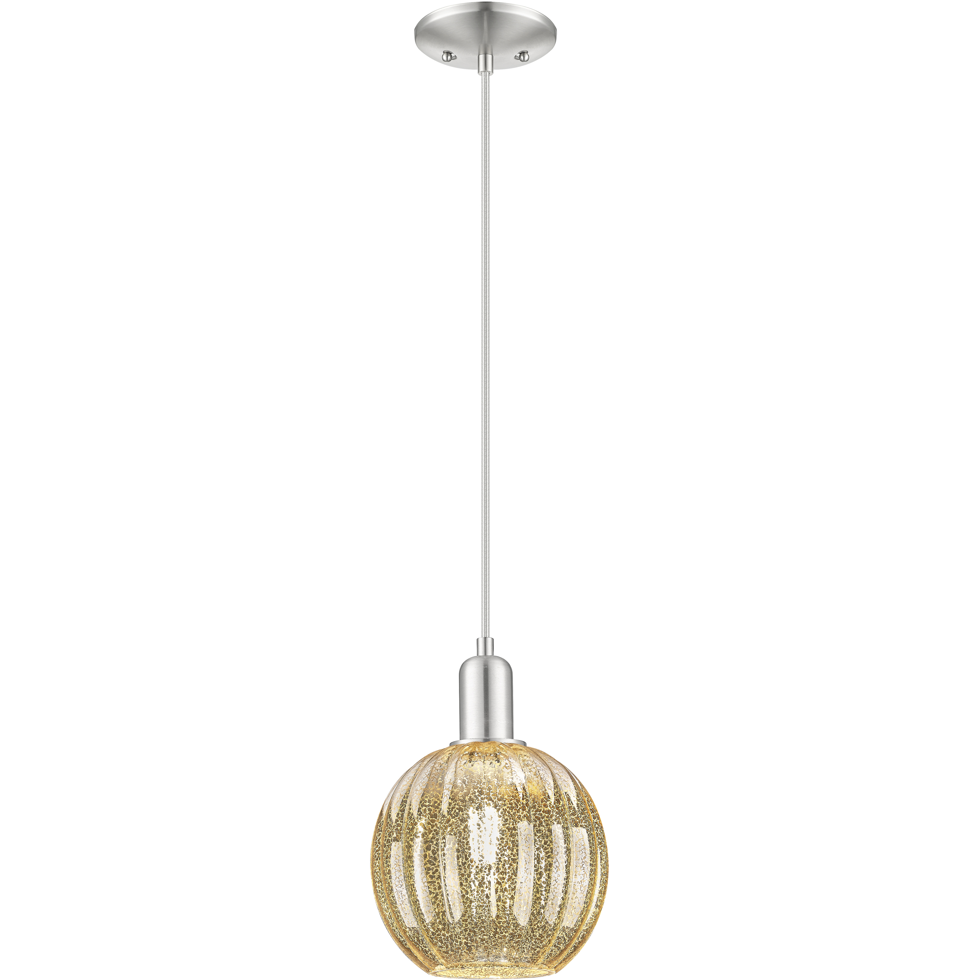 Preston 1 Light 7 inch Brushed Satin Nickel Mini Pendant Ceiling Light in Mercury Glass