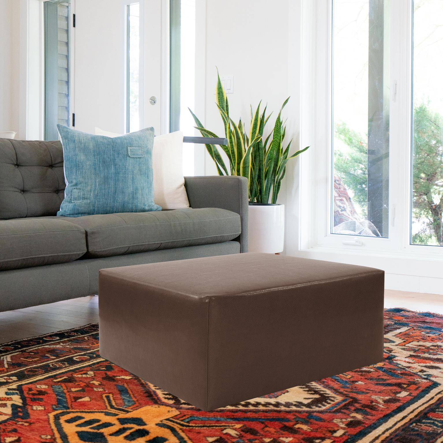 Universal 18 inch Pecan Ottoman, 36in Square, The Avanti Collection