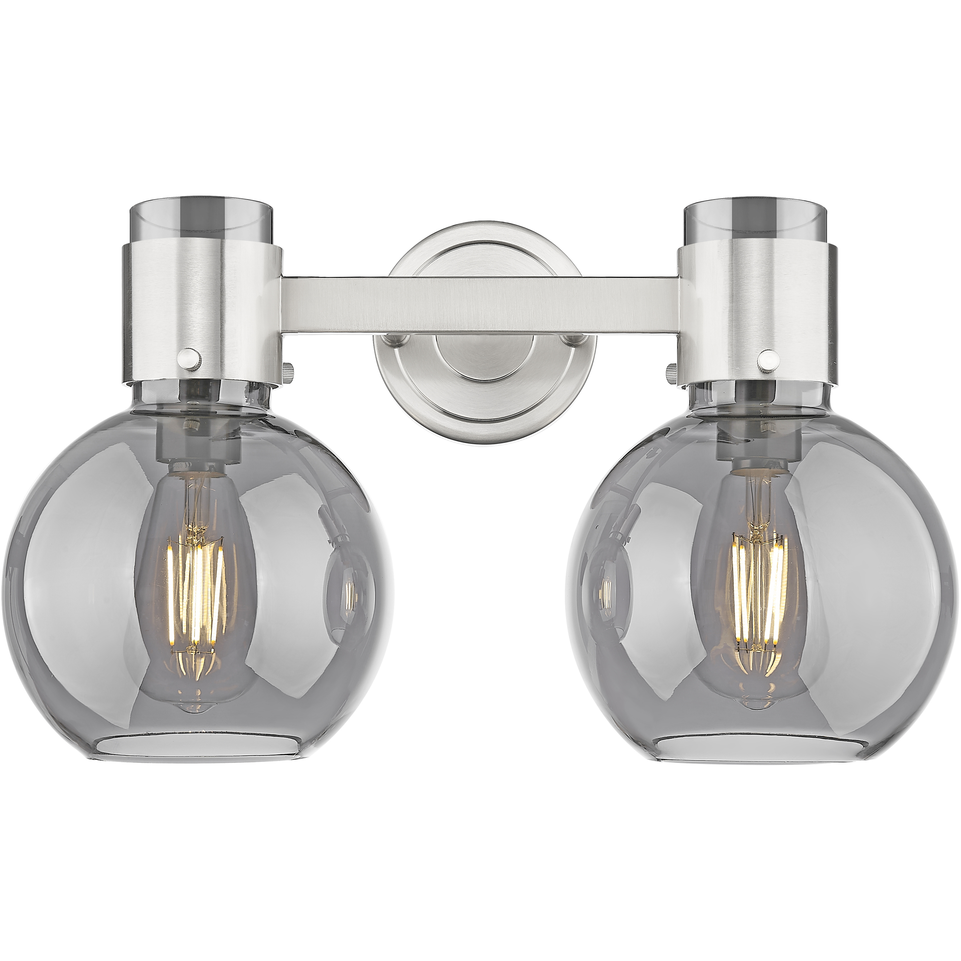 Lawton Sphere 2 Light 15.5 inch Brushed Satin Nickel Bath Vanity Light Wall Light in Light Smoke Glass