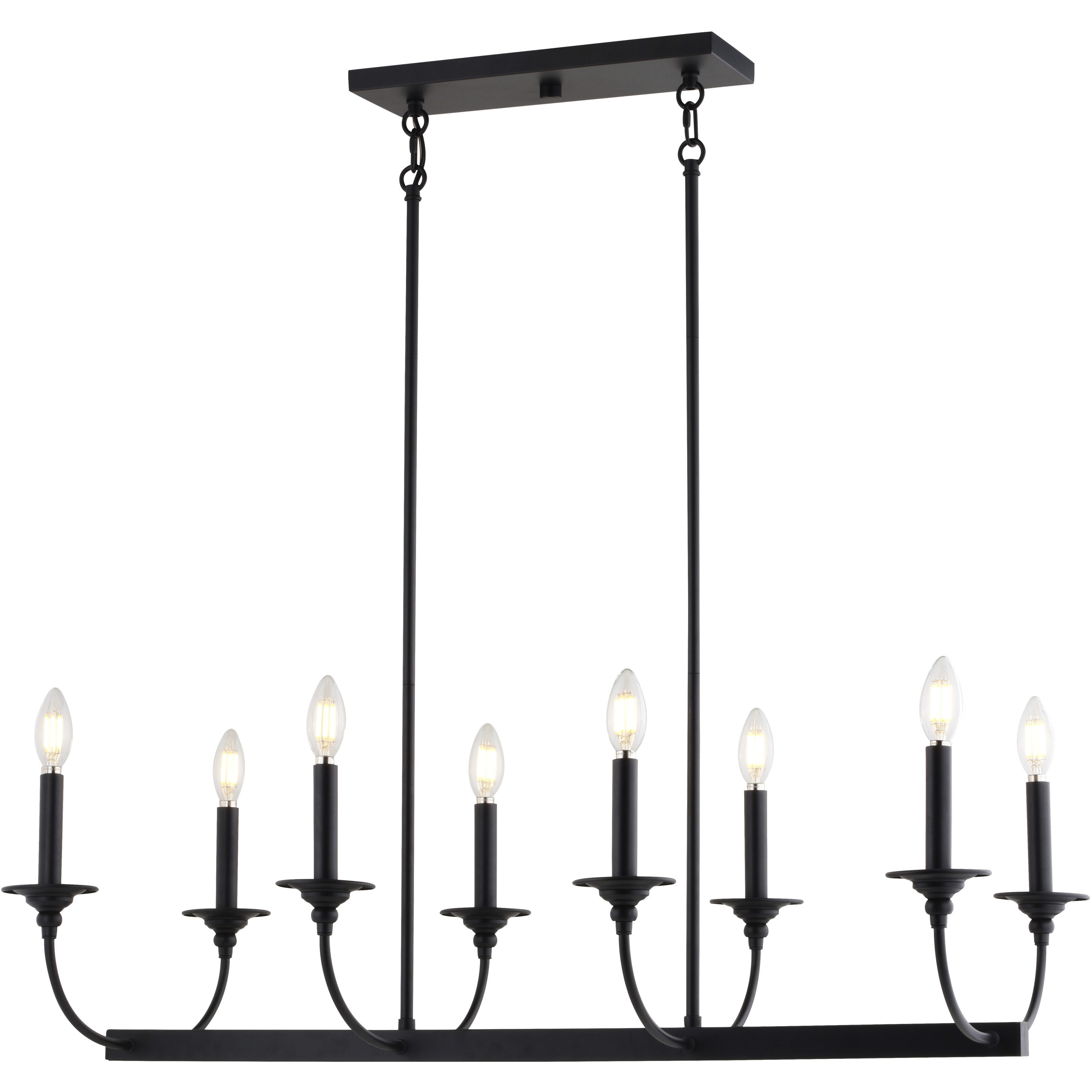 Durham 8 Light 36 inch Matte Black Linear Chandelier Ceiling Light