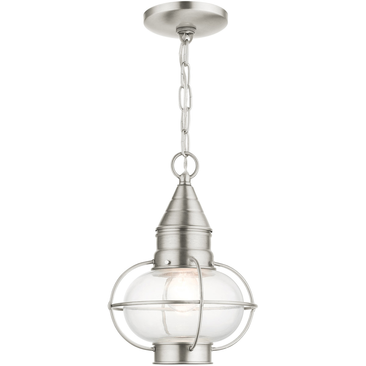 Newburyport 1 Light 8.75 inch Brushed Nickel Outdoor Pendant Lantern