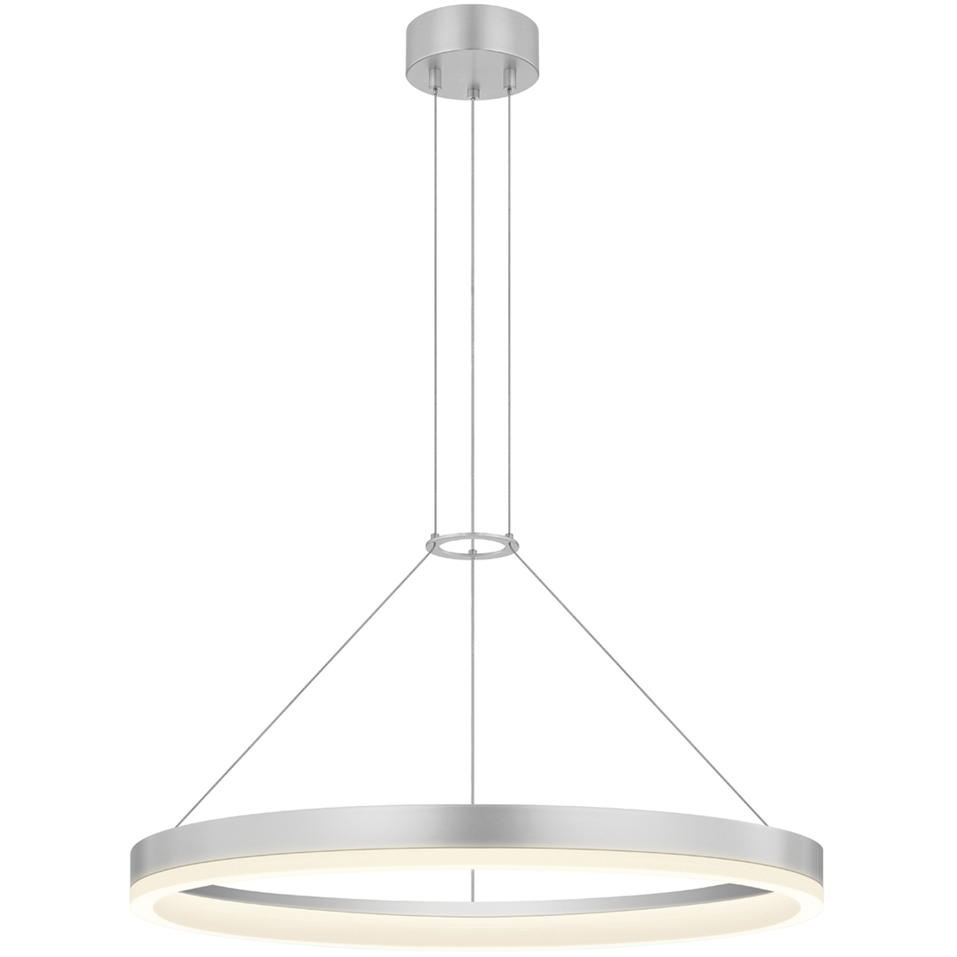 Corona LED 23.75 inch Bright Satin Aluminum Pendant Ceiling Light in Standard Suspension