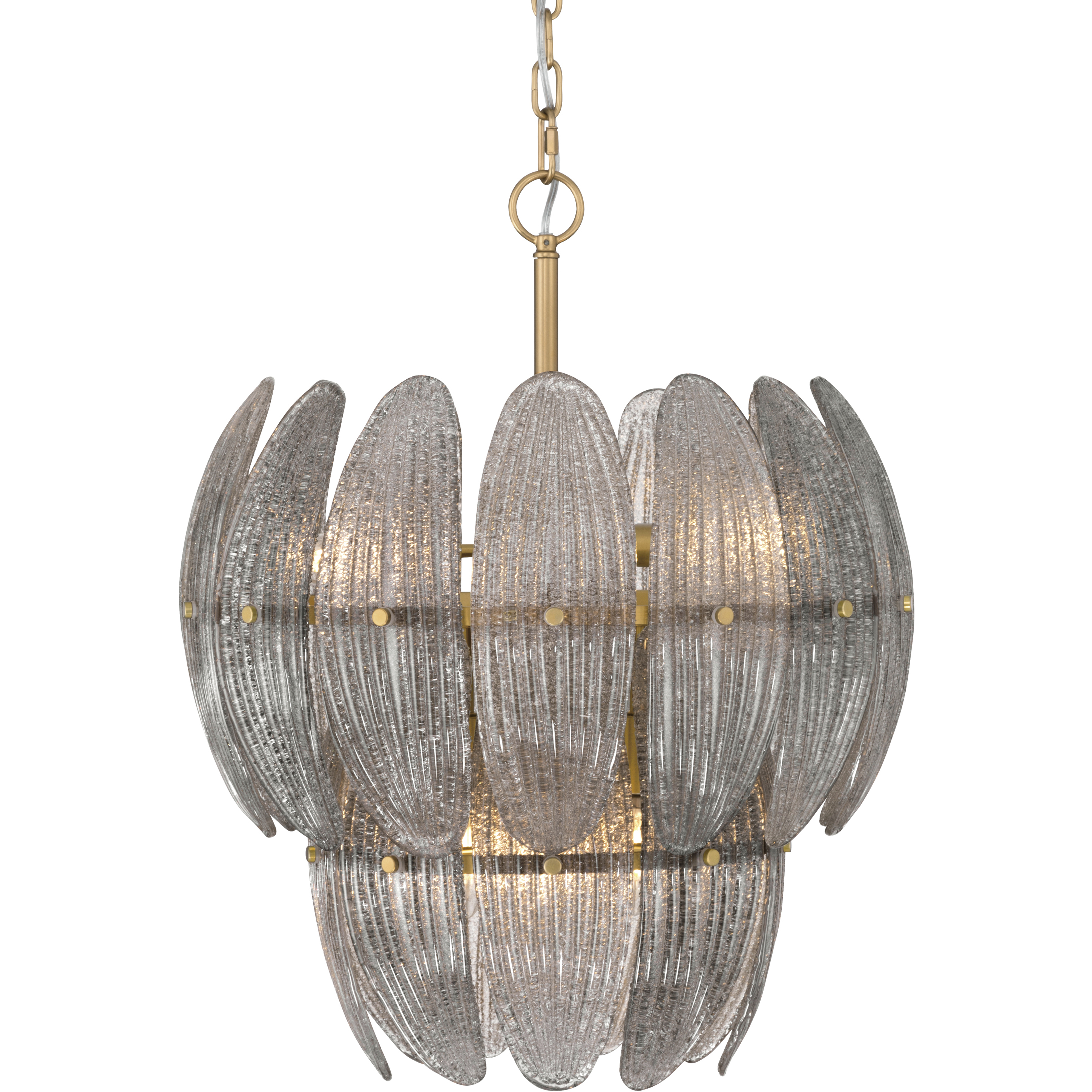 Marclaire 6 Light 19.75 inch Legacy Brass Pendant Ceiling Light in Grey Textured Handmade Glass