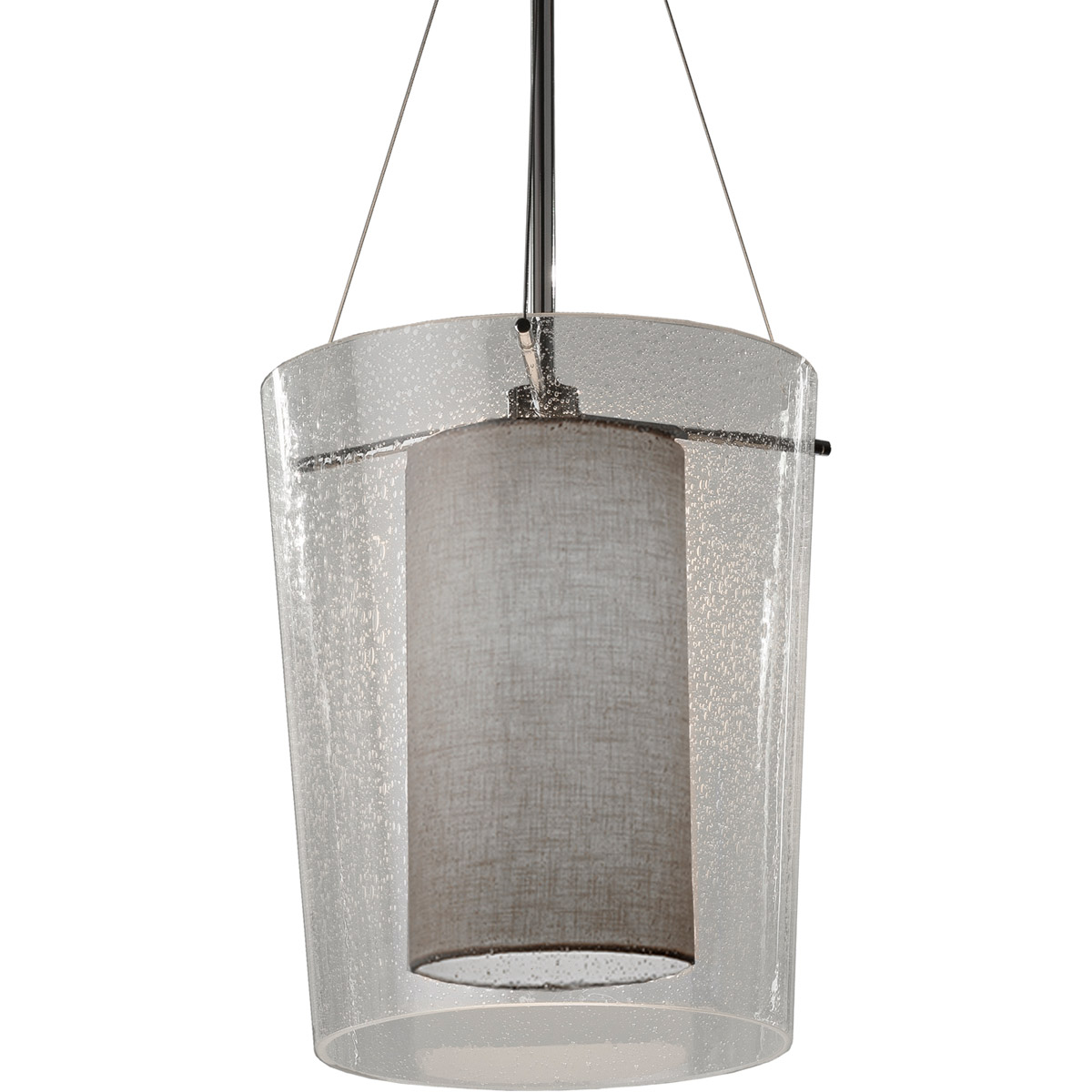 Textile LED 12 inch Polished Chrome Pendant Ceiling Light