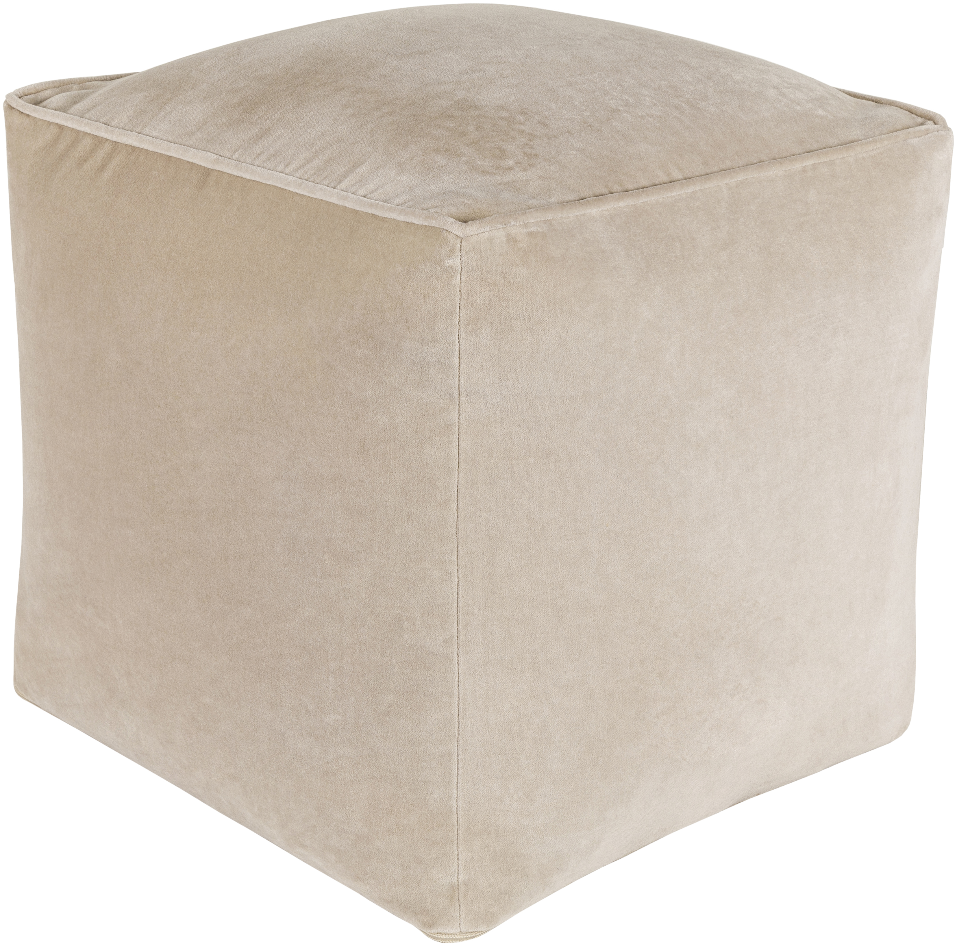 Cotton Velvet 16 inch Pouf, Cube