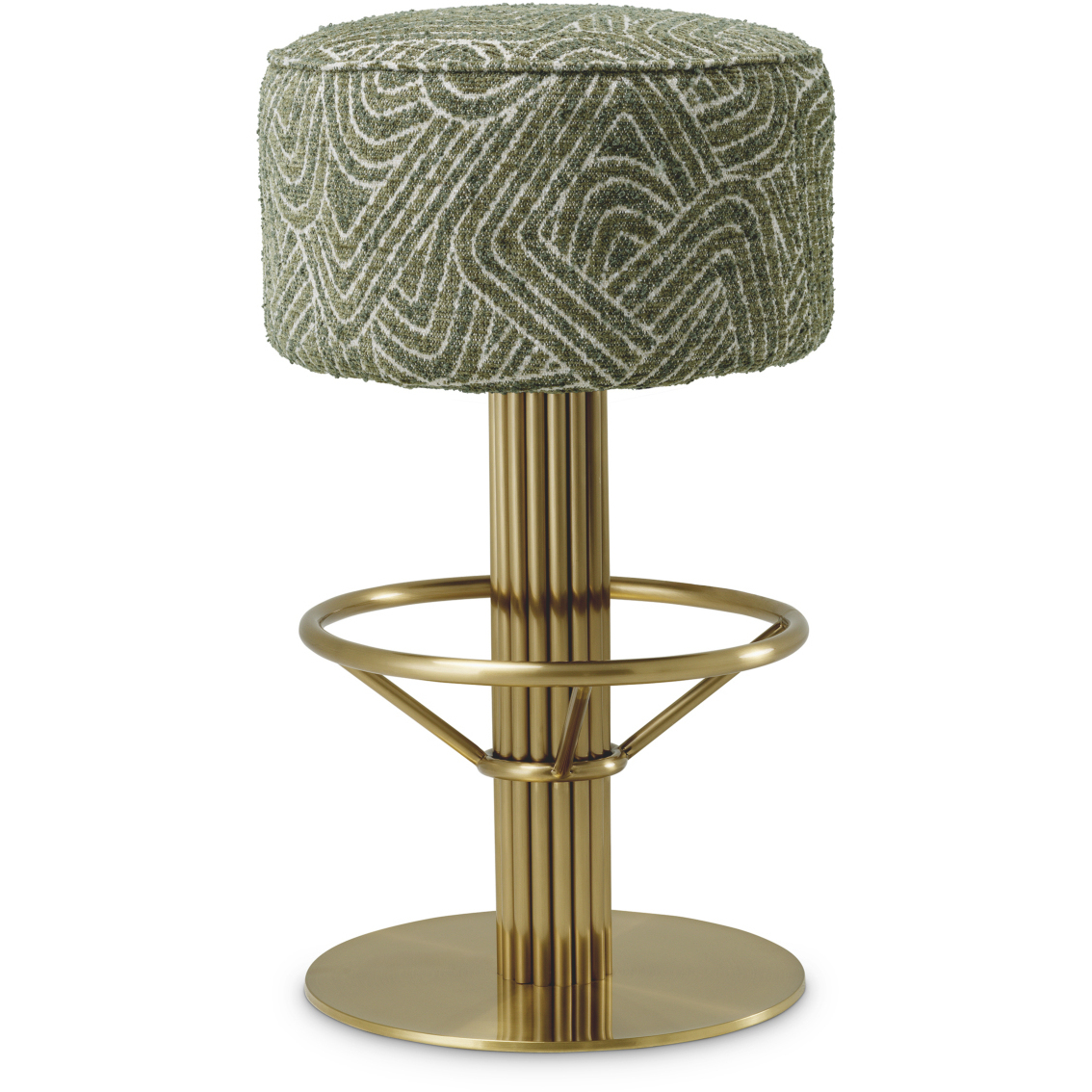 Carleton 30.71 inch Brushed Brass and Camari Green and Swivel Base Bar Stool