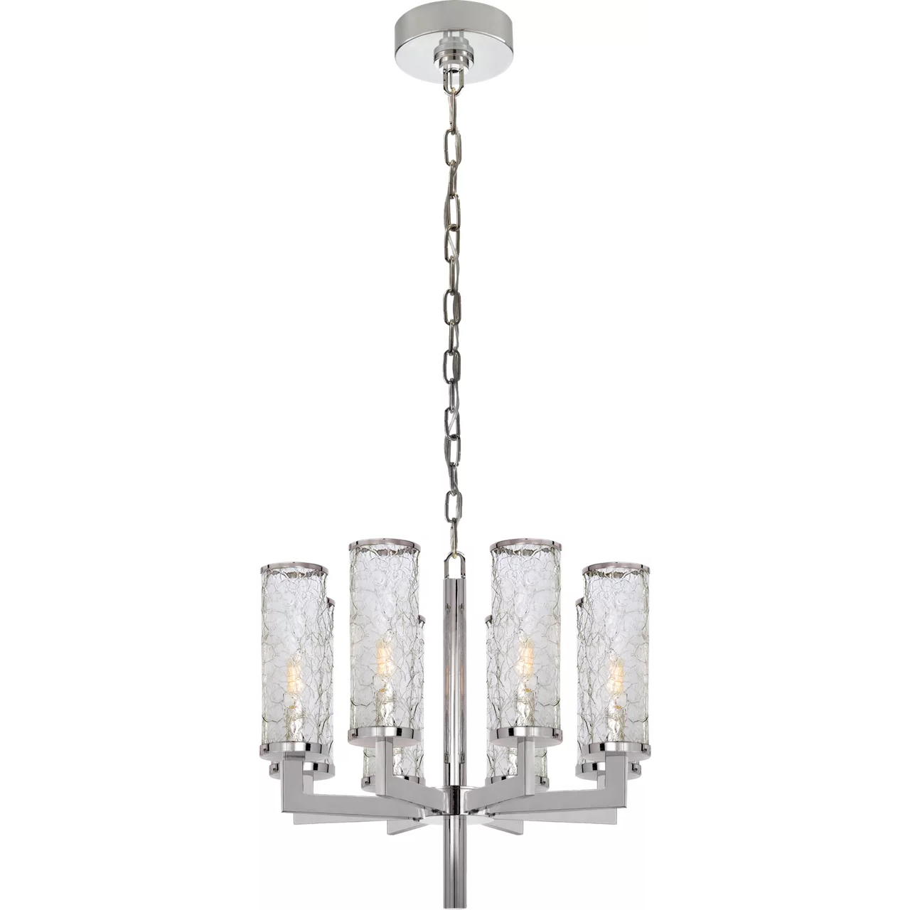 Kelly Wearstler Liaison 8 Light 20.5 inch Polished Nickel Single Tier Chandelier Ceiling Light in Crackle Glass