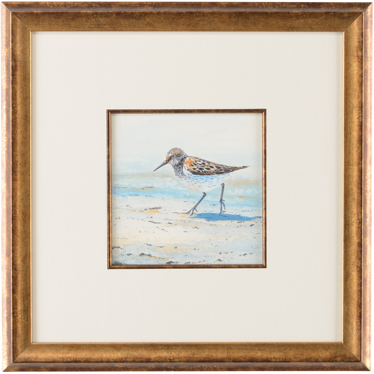 Lisa Kahn White Mat - Antique Gold Fillet Watercolor
