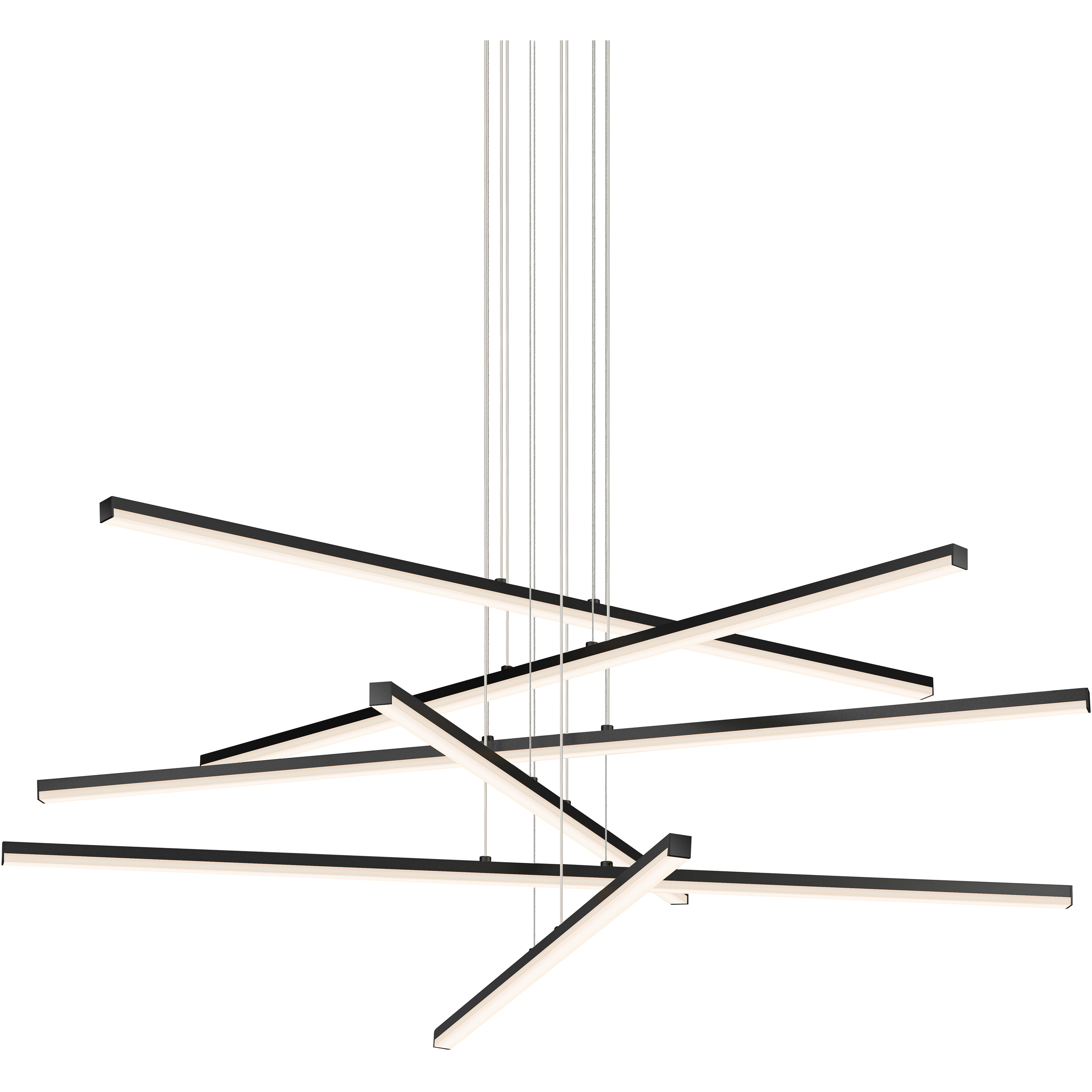 Stix LED 40 inch Satin Black Chandelier Ceiling Light in Standard Suspension