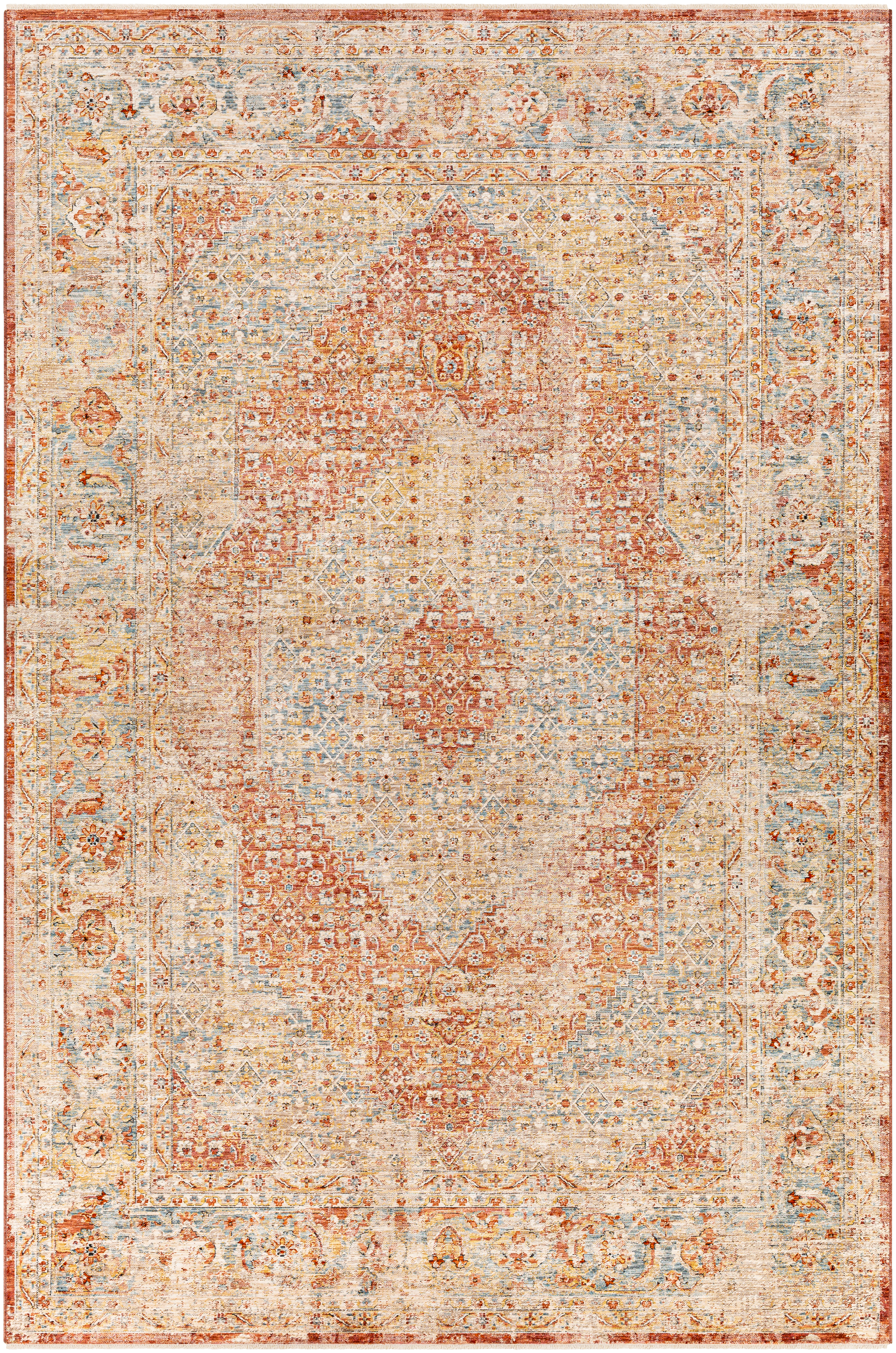 Aspendos 114 X 79 inch Brick Red Rug, Rectangle