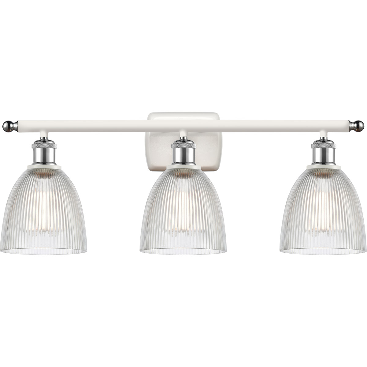 Ballston Castile 3 Light 26 inch White and Polished Chrome Bath Vanity Light Wall Light in Clear Glass, Ballston