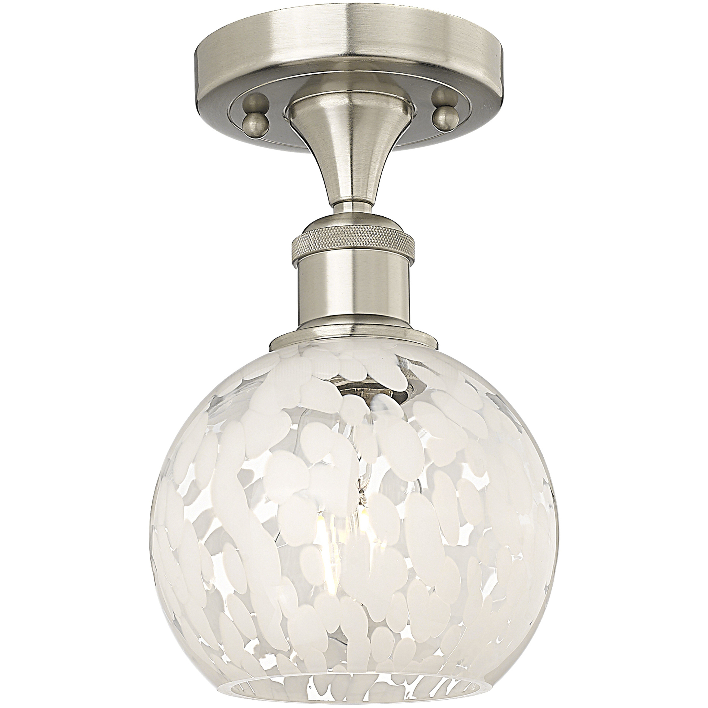 Ballston White Mouchette 1 Light 6 inch Brushed Satin Nickel Semi-Flush Mount Ceiling Light