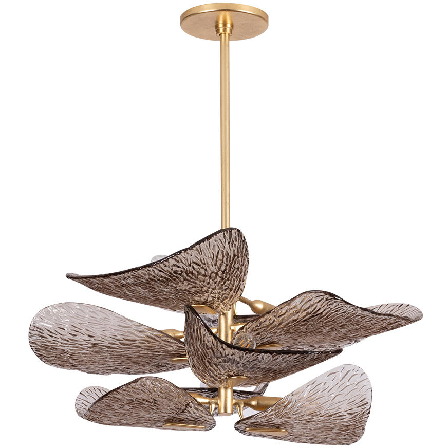 Cardiff 8 Light 27.75 inch Vintage Gold Leaf Semi Flush Ceiling Light