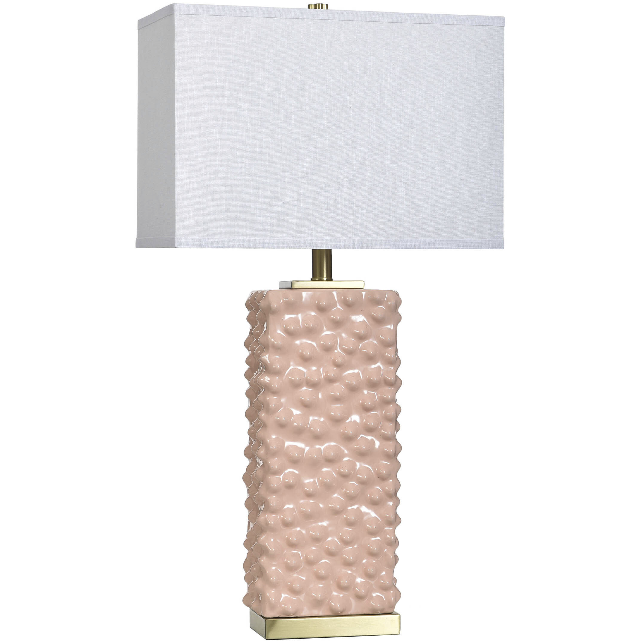 Edmund 30 inch 60 watt Polished Brass and Pearl Blush Table Lamp Portable Light