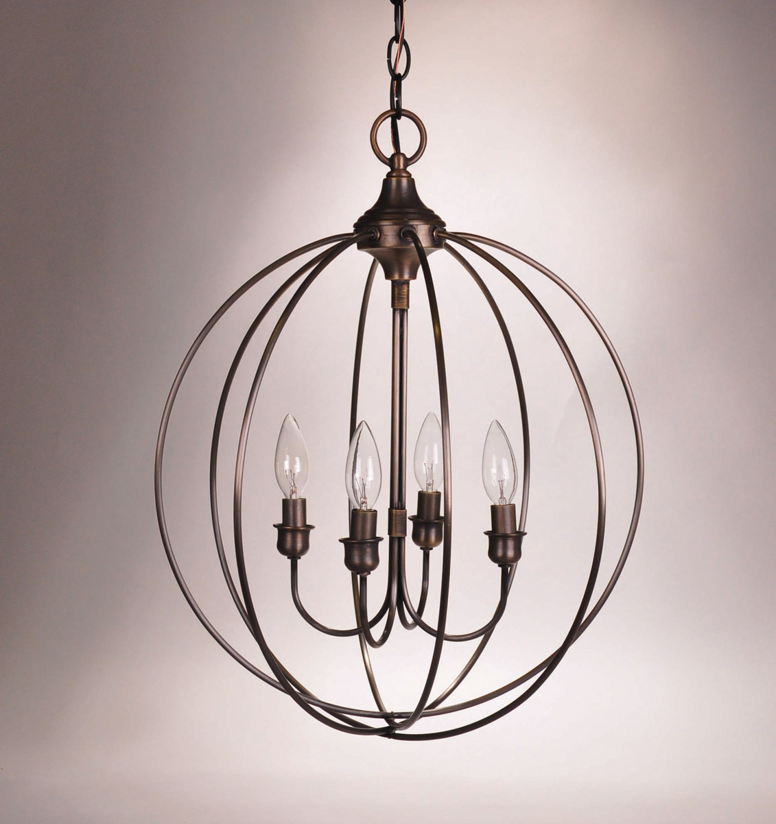 Orb 4 Light 17 inch Antique Brass Chandelier Ceiling Light