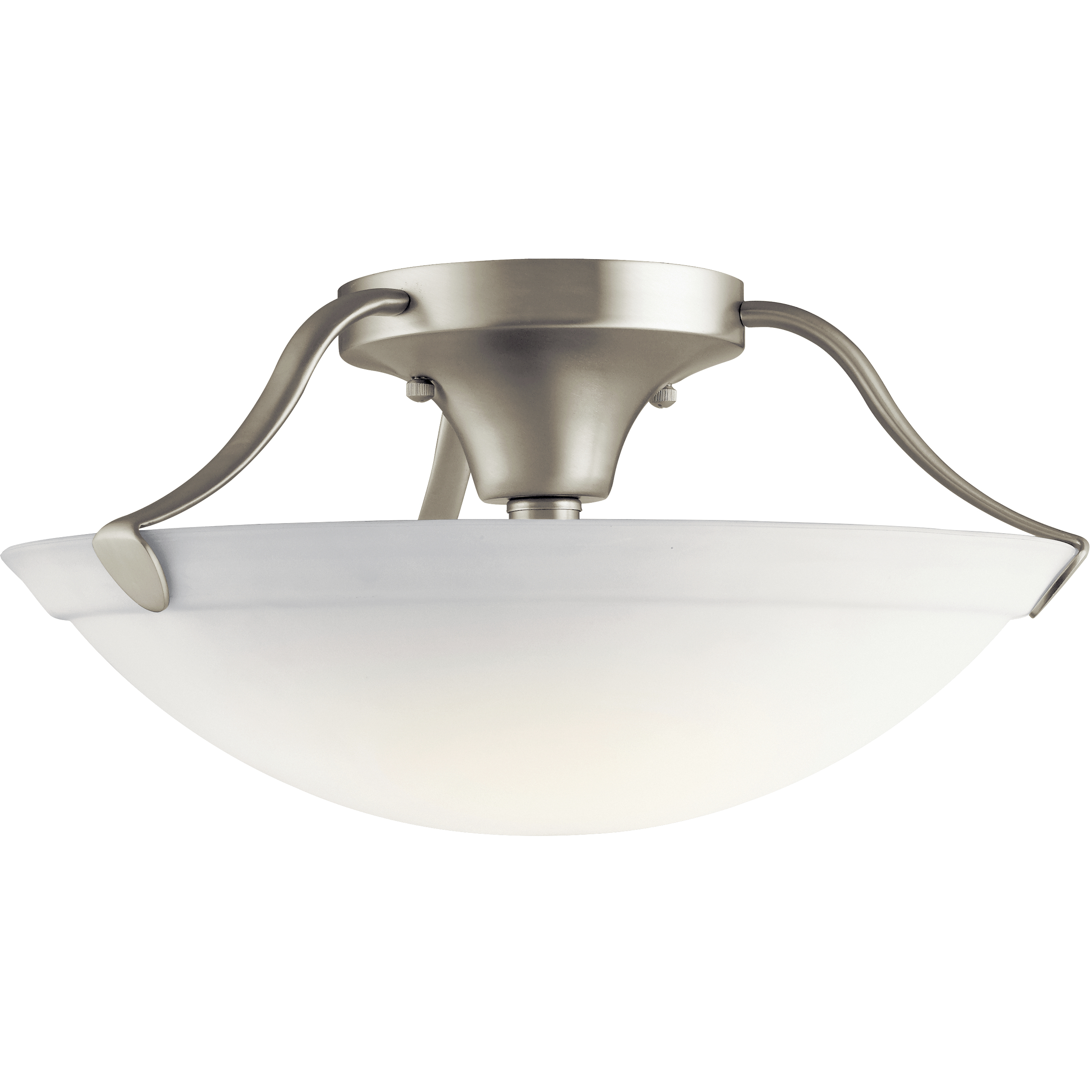 Independence 3 Light 16 inch Brushed Nickel Semi Flush Light Ceiling Light in White Etched Glass