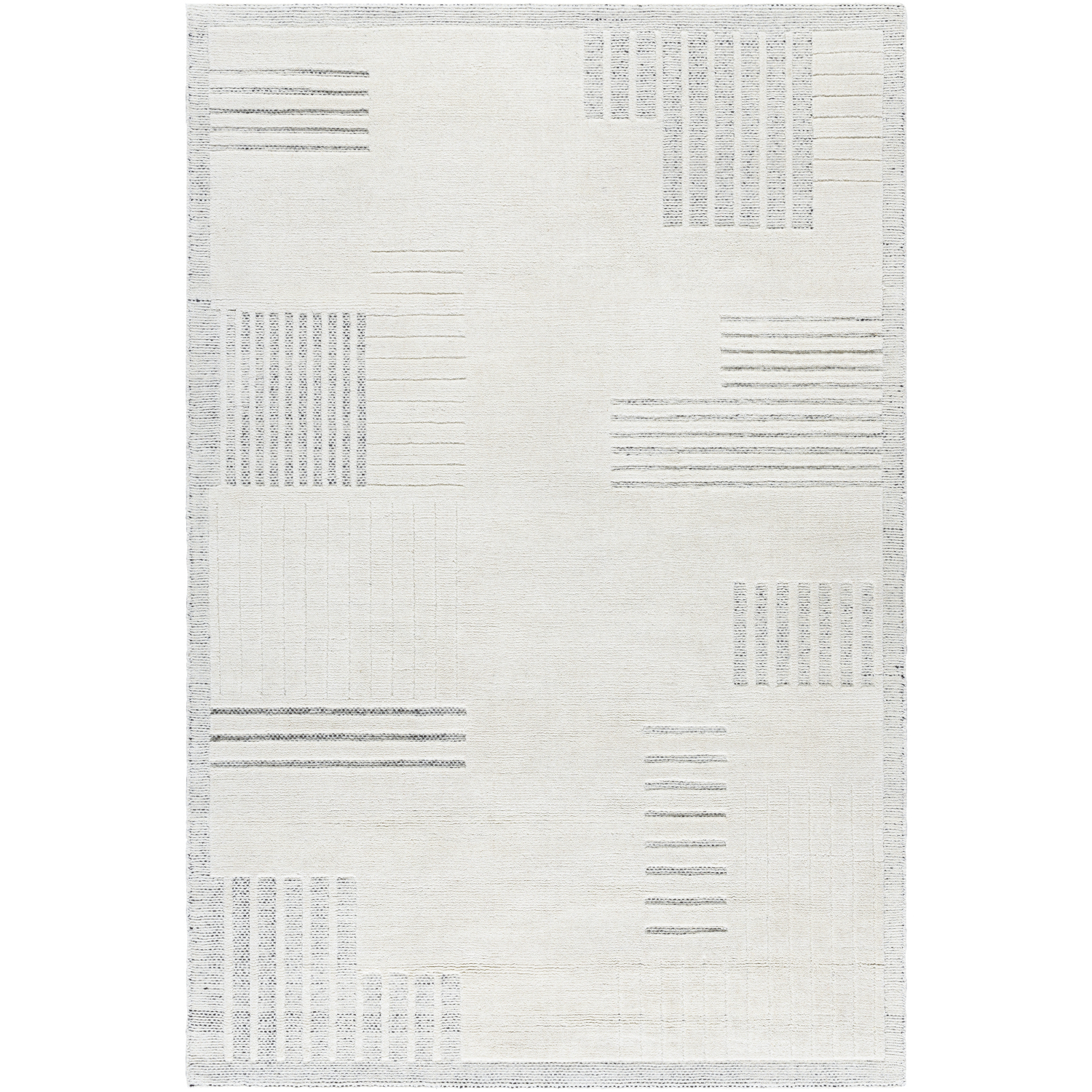 Molde 90 X 60 inch Light Silver/Off-White/Silver Handmade Rug in 5 x 7.5