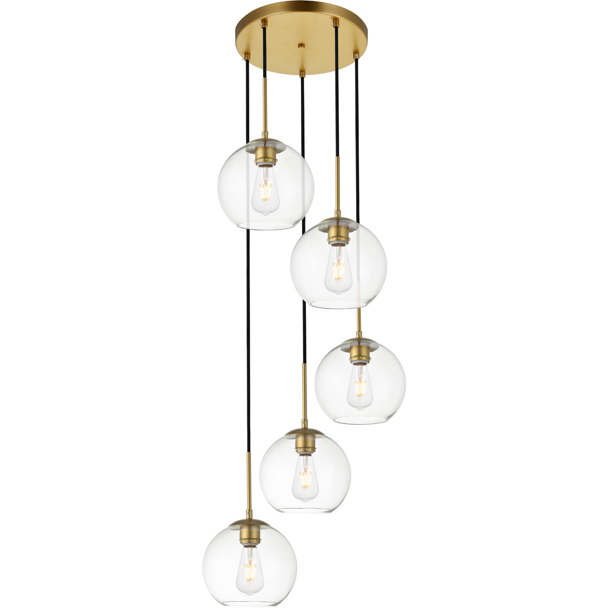 Huntington 5 Light 18.1 inch Brass Pendant Ceiling Light