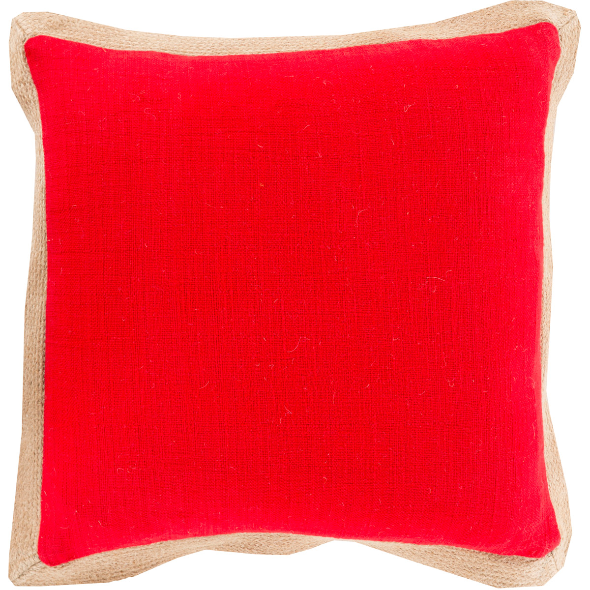 Jute Flange 22 inch Bright Red, Camel Pillow Kit