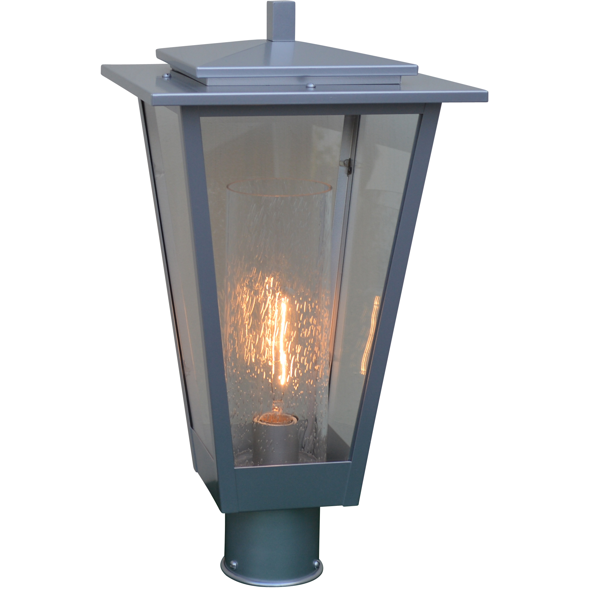 Brighton 1 Light 15.5 inch Verdigris Patina Post Mount in Clear with Clear Seedy Inner Cylinder