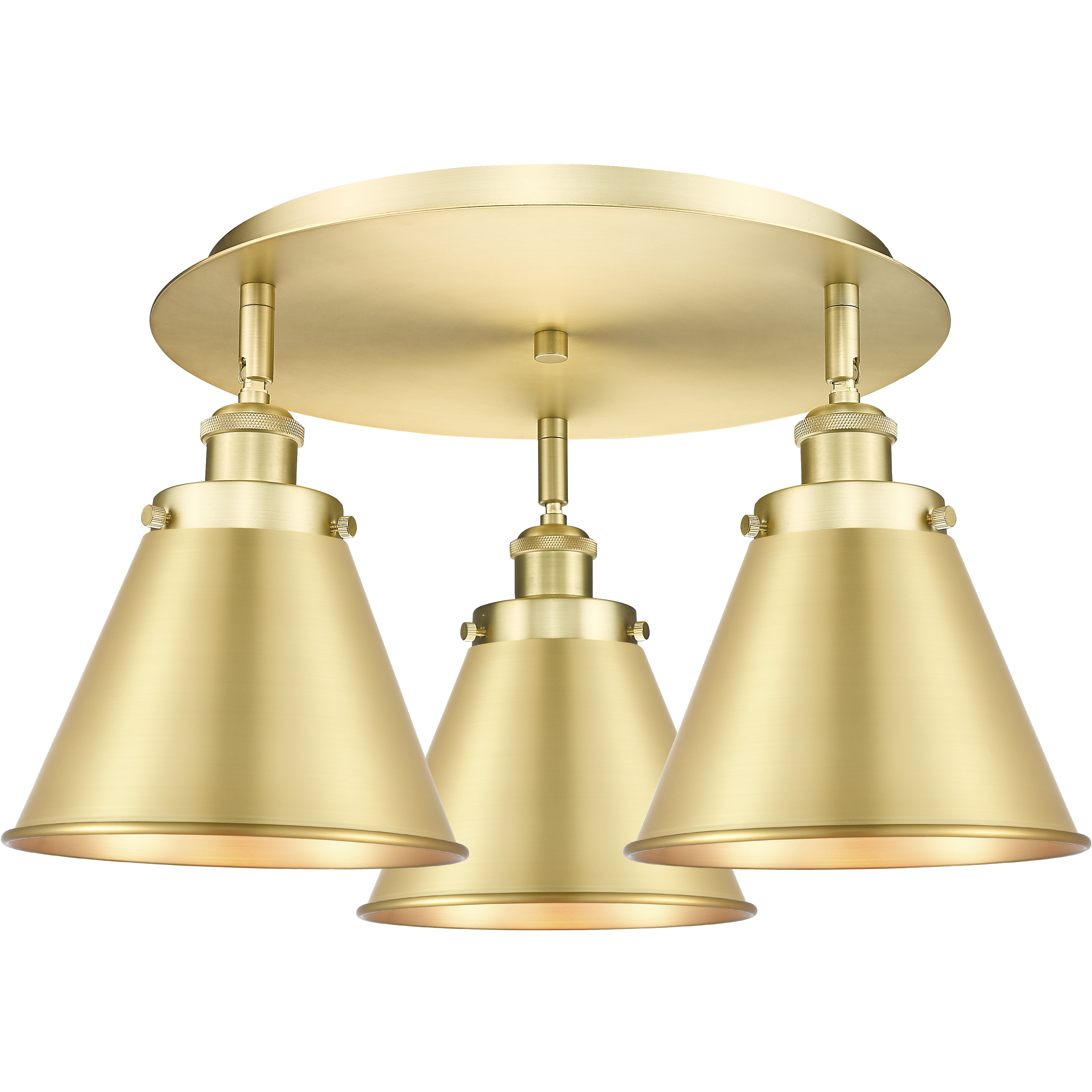 Ballston Urban 3 Light 19.75 inch Satin Gold Flush Mount Ceiling Light