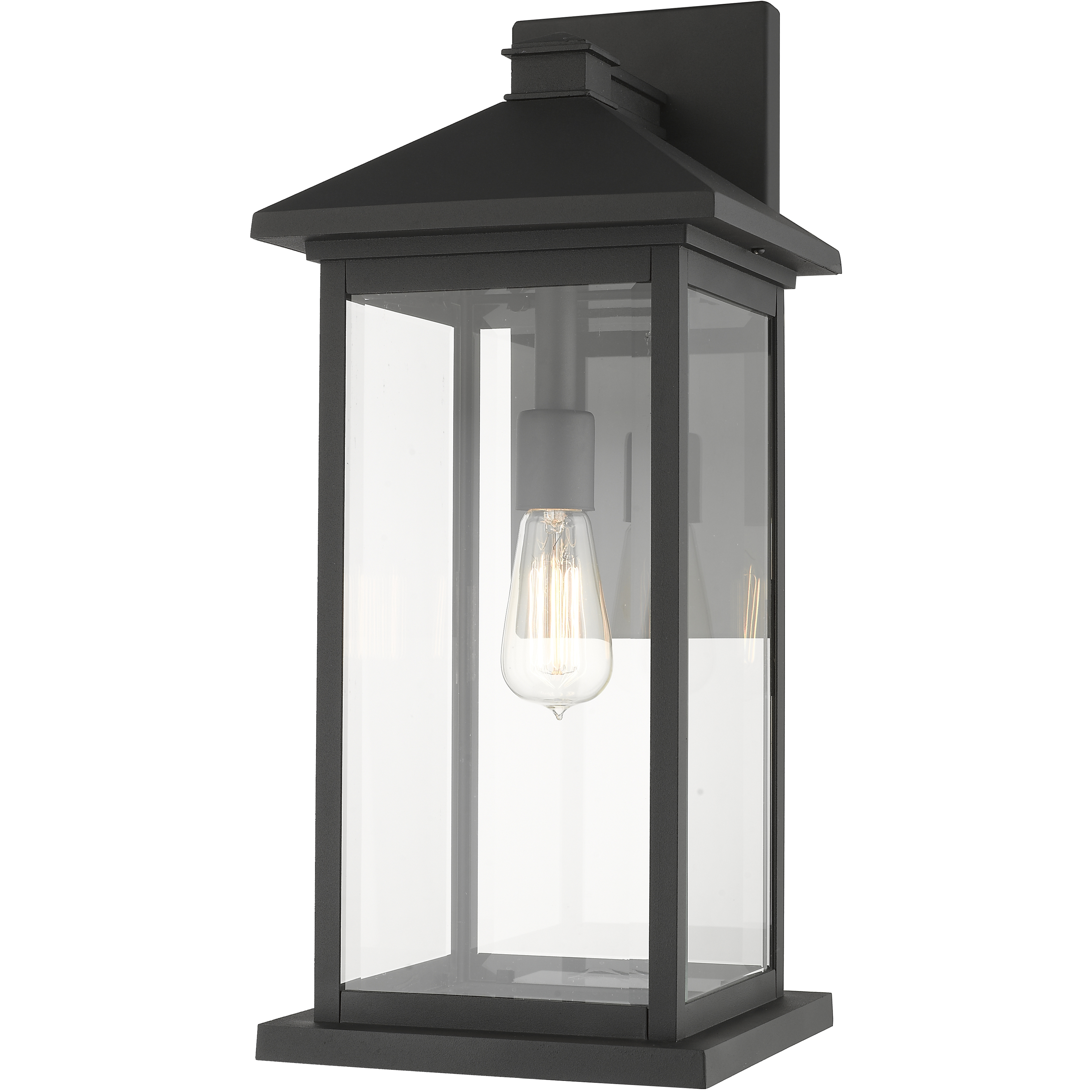 Portland 1 Light 22 inch Black Outdoor Wall Light in Clear Beveled Glass