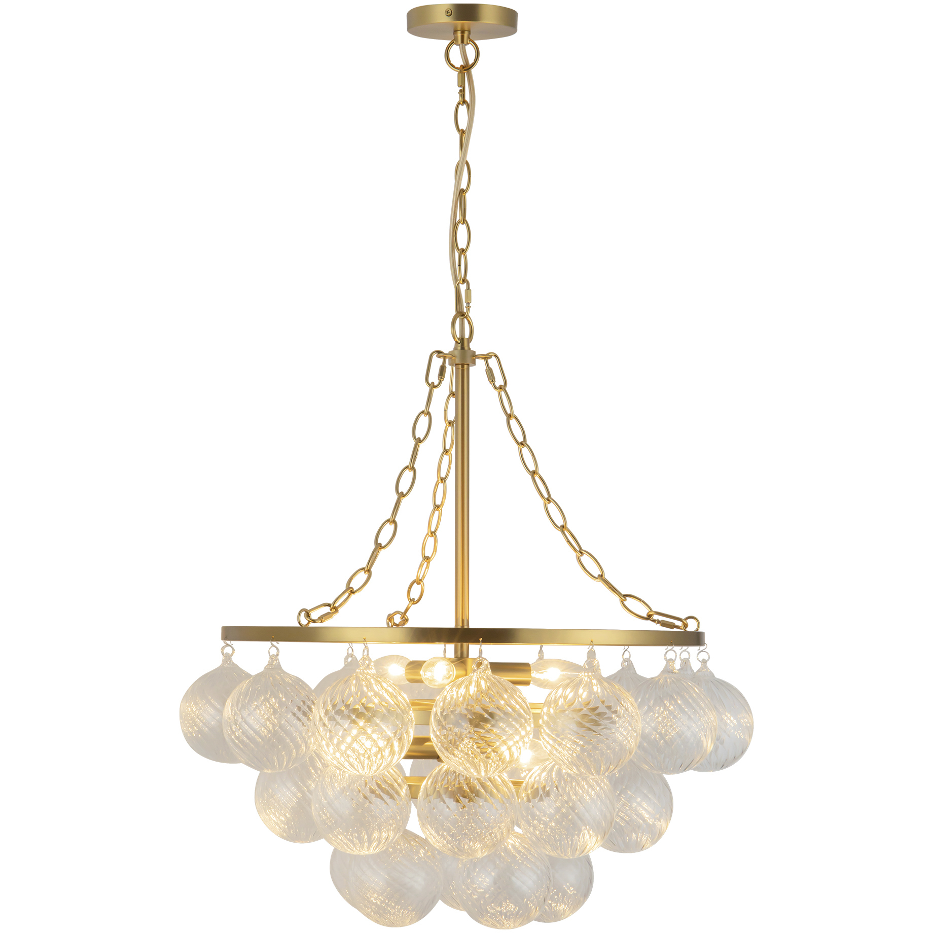 Alora Mood Faye 6 Light 24.13 inch Brushed Gold Chandelier Ceiling Light in Clear Ribbed Glass