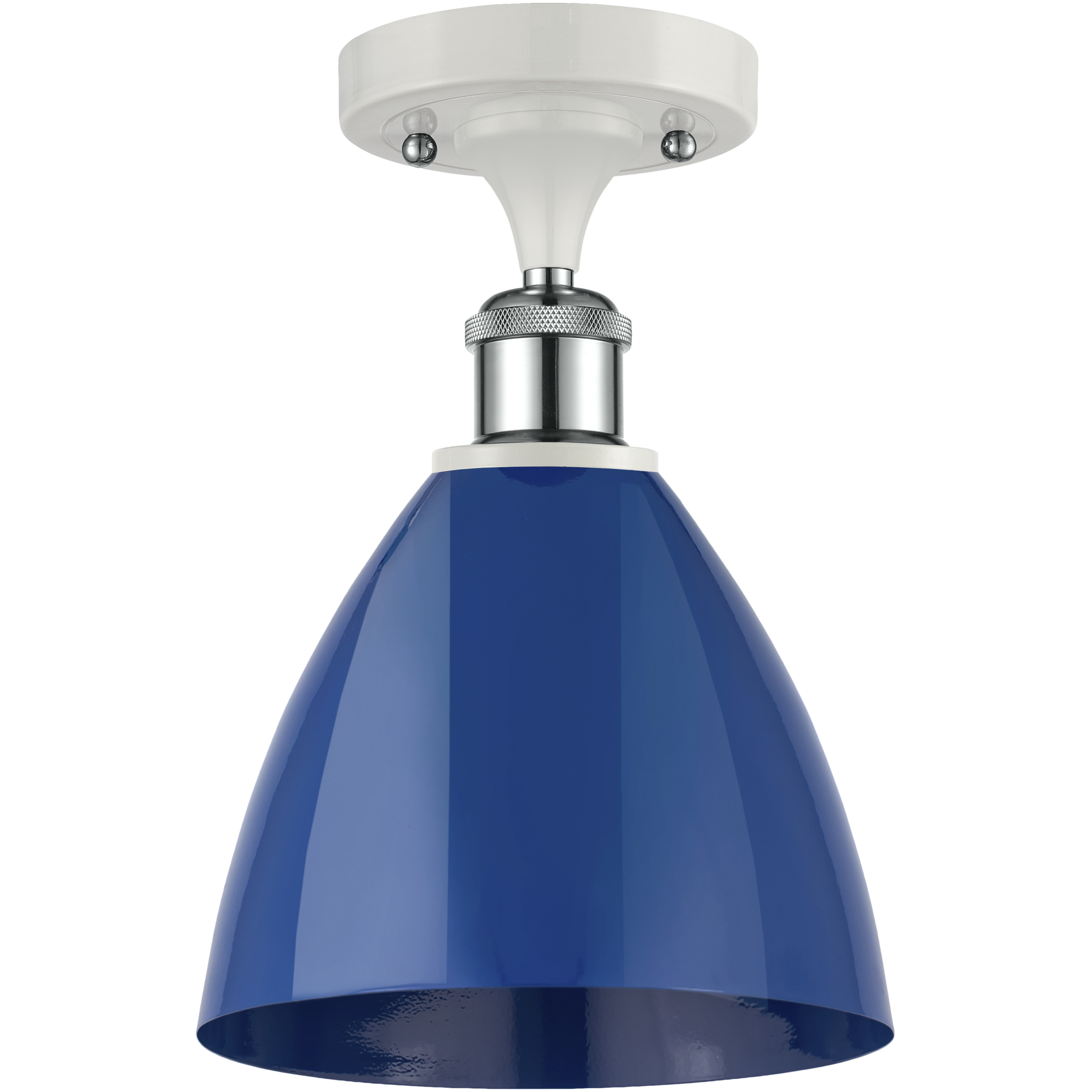 Ballston Plymouth Dome 1 Light 8 inch White and Polished Chrome Semi-Flush Mount Ceiling Light in Matte Blue