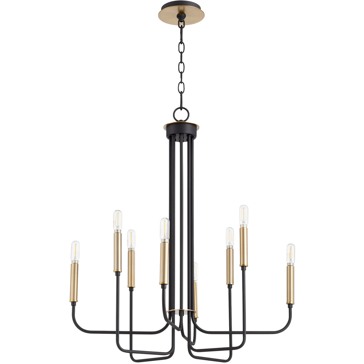 Hope 8 Light 24.75 inch Noir and Aged Brass Chandelier Ceiling Light