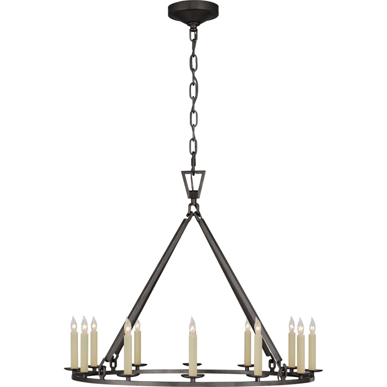 Chapman & Myers Darlana 12 Light 30 inch Aged Iron Single Ring Chandelier Ceiling Light, Medium