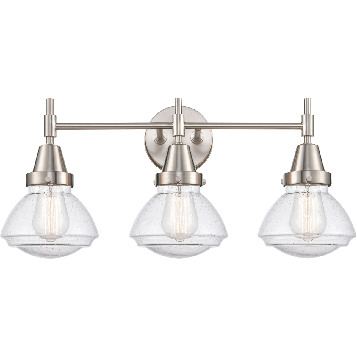 Caden 3 Light 25 inch Satin Nickel Bath Vanity Light Wall Light in Seedy Glass