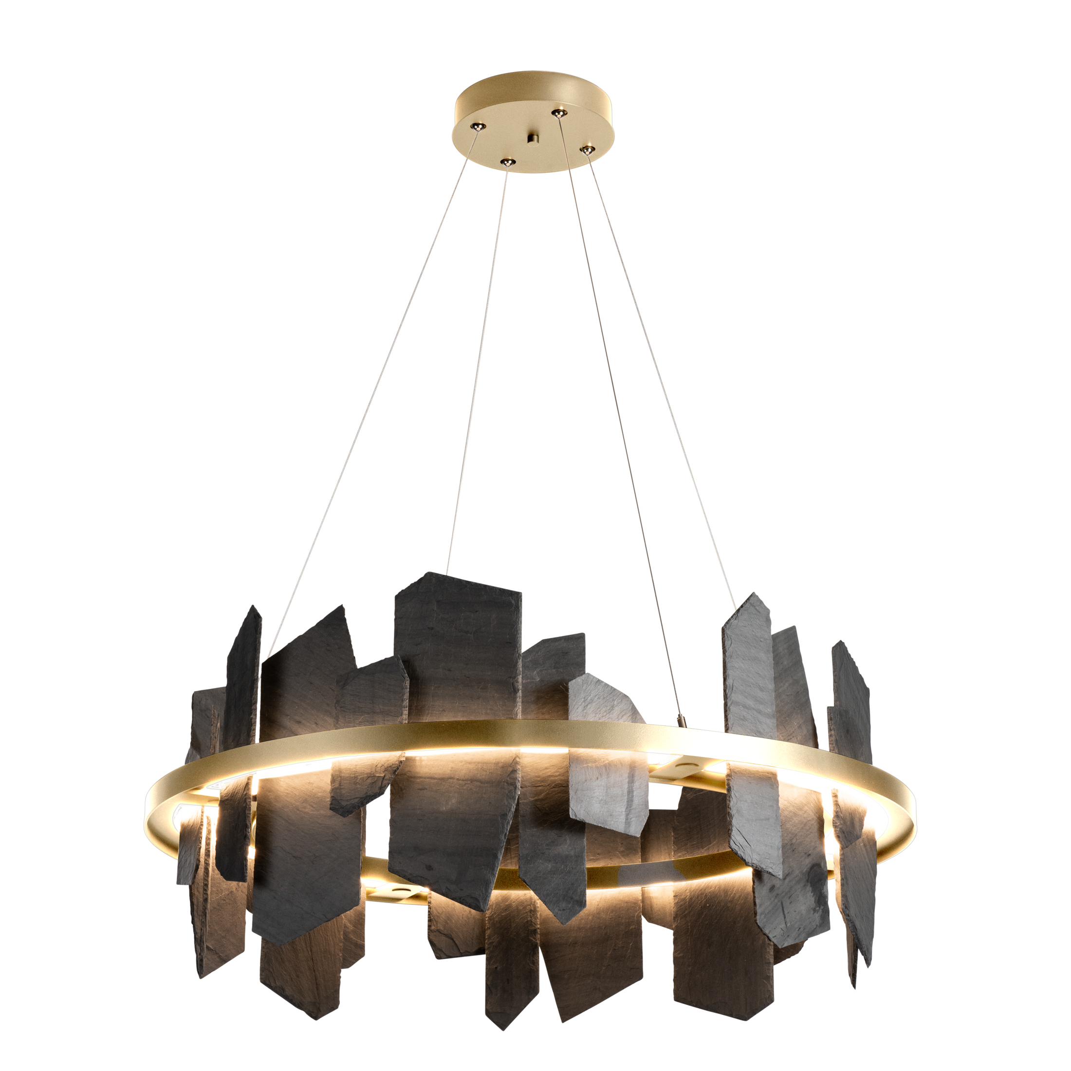 Ardesia LED 38 inch Modern Brass Pendant Ceiling Light, Circular