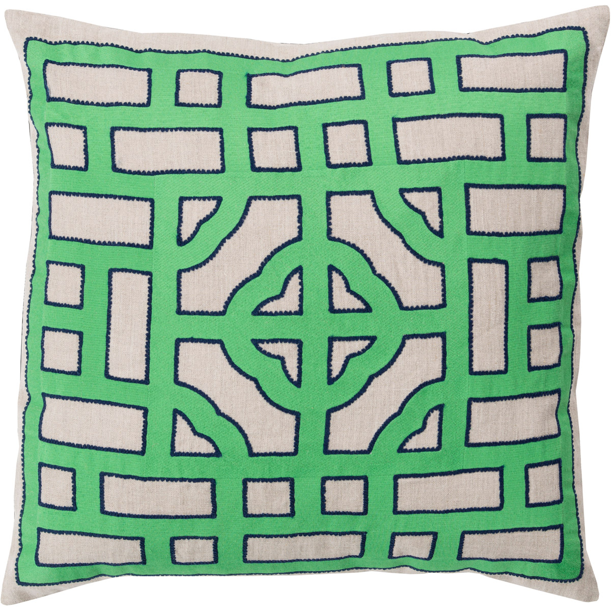 Chinese Gate 20 inch Navy, Ivory, Grass Green Pillow Kit