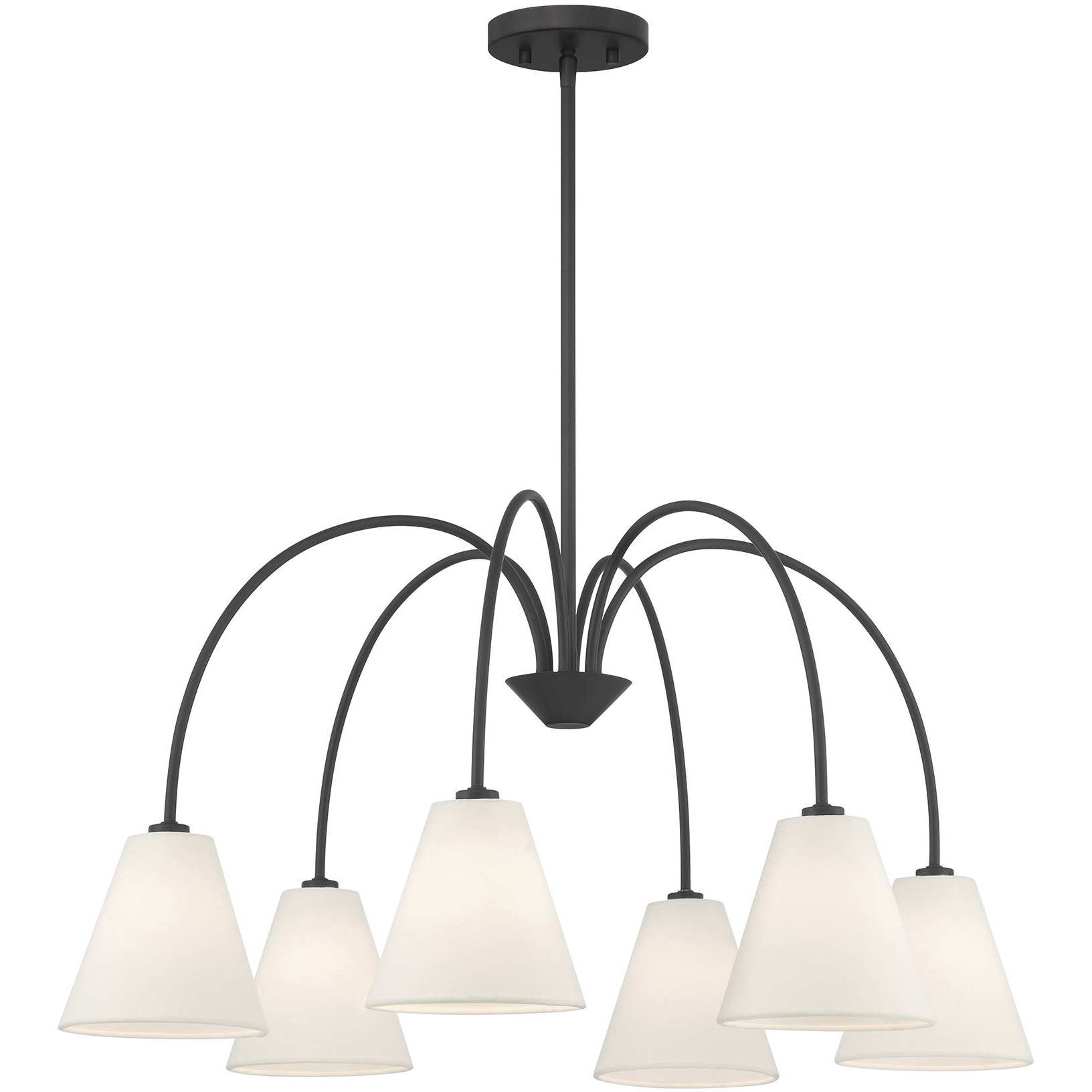 Modern 6 Light 30 inch Matte Black Chandelier Ceiling Light