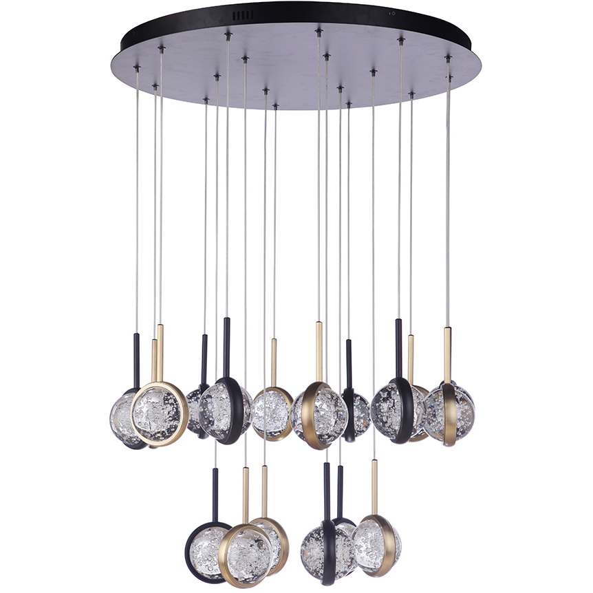 Glitzer 27.6 inch Matte Black and Aged Brass Chandelier Ceiling Light