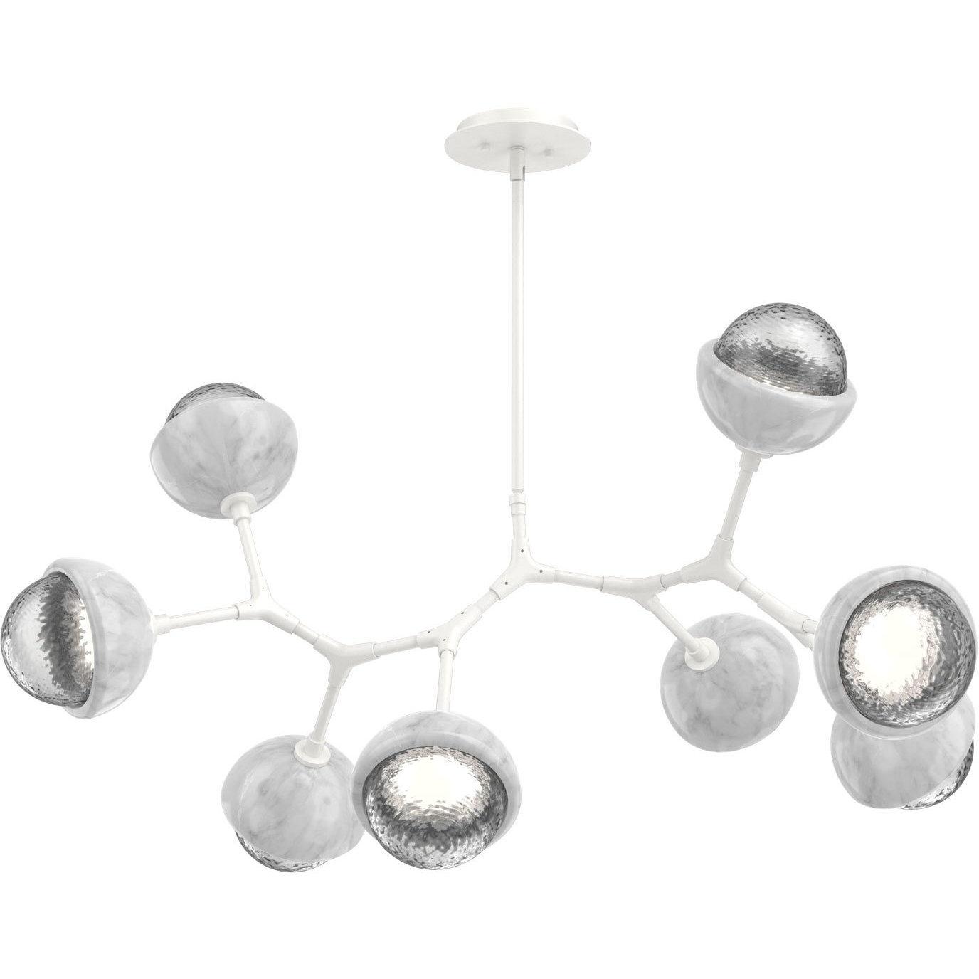 Cabochon LED 37.6 inch Salt White with White Marble Pendant Ceiling Light in 3000K LED, Clear, Modern Branch